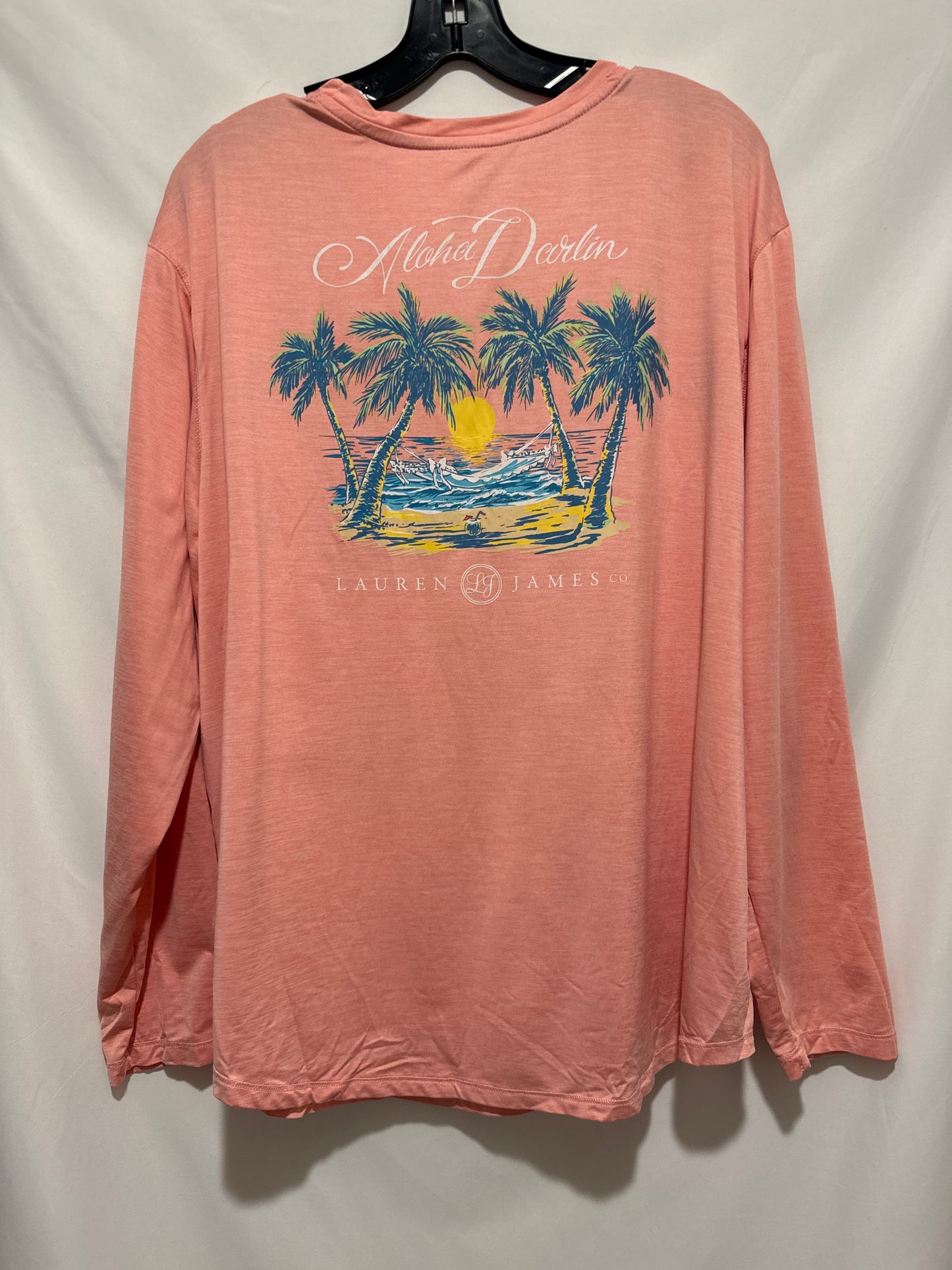 Top Long Sleeve By Lauren James In Pink, Size: Xxl