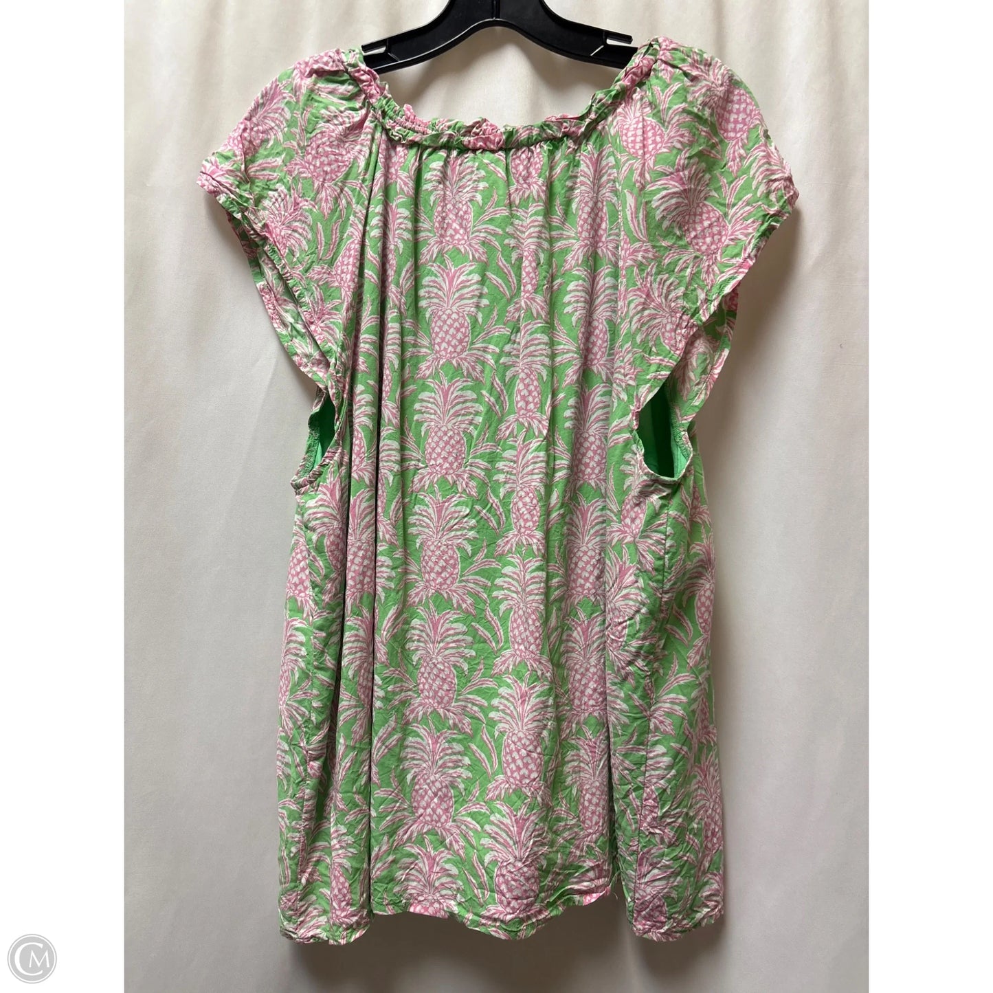 Top Sleeveless By Crown And Ivy In Green & Pink, Size: 1x