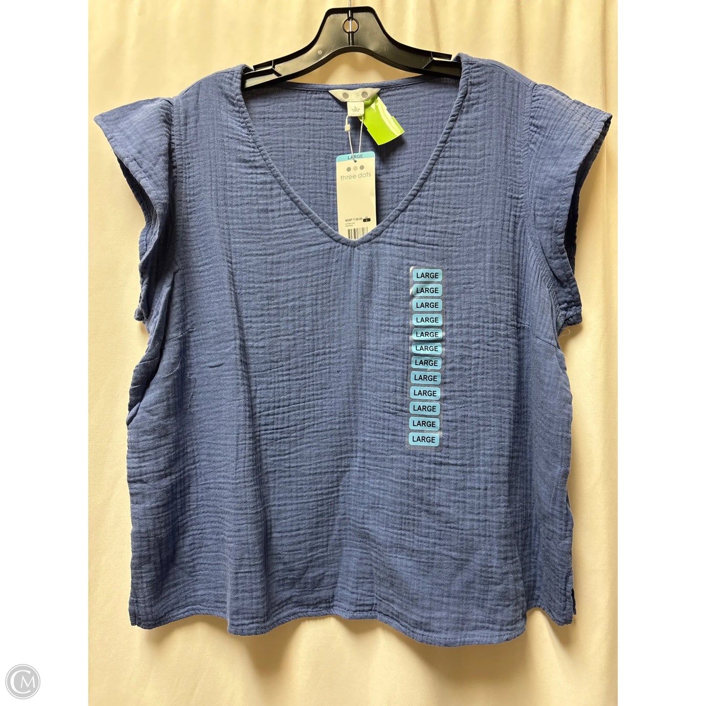 Top Short Sleeve By Three Dots In Blue, Size: L
