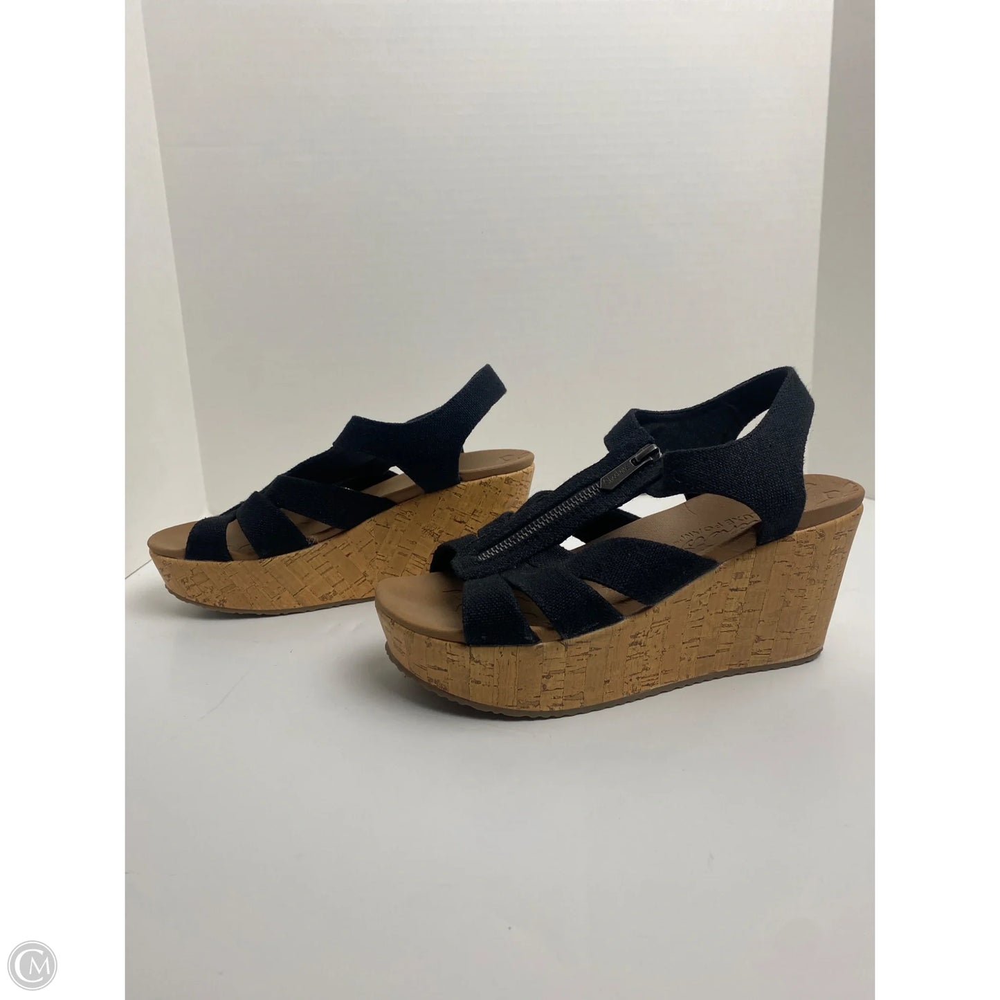 Sandals Heels Block By Skechers In Black, Size: 8