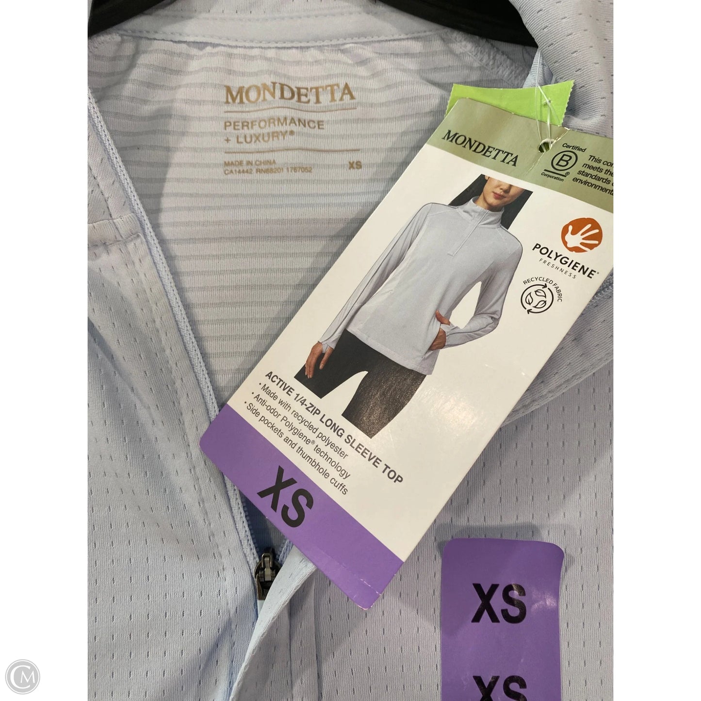 Athletic Top Long Sleeve Collar By Mondetta In Blue, Size: Xs