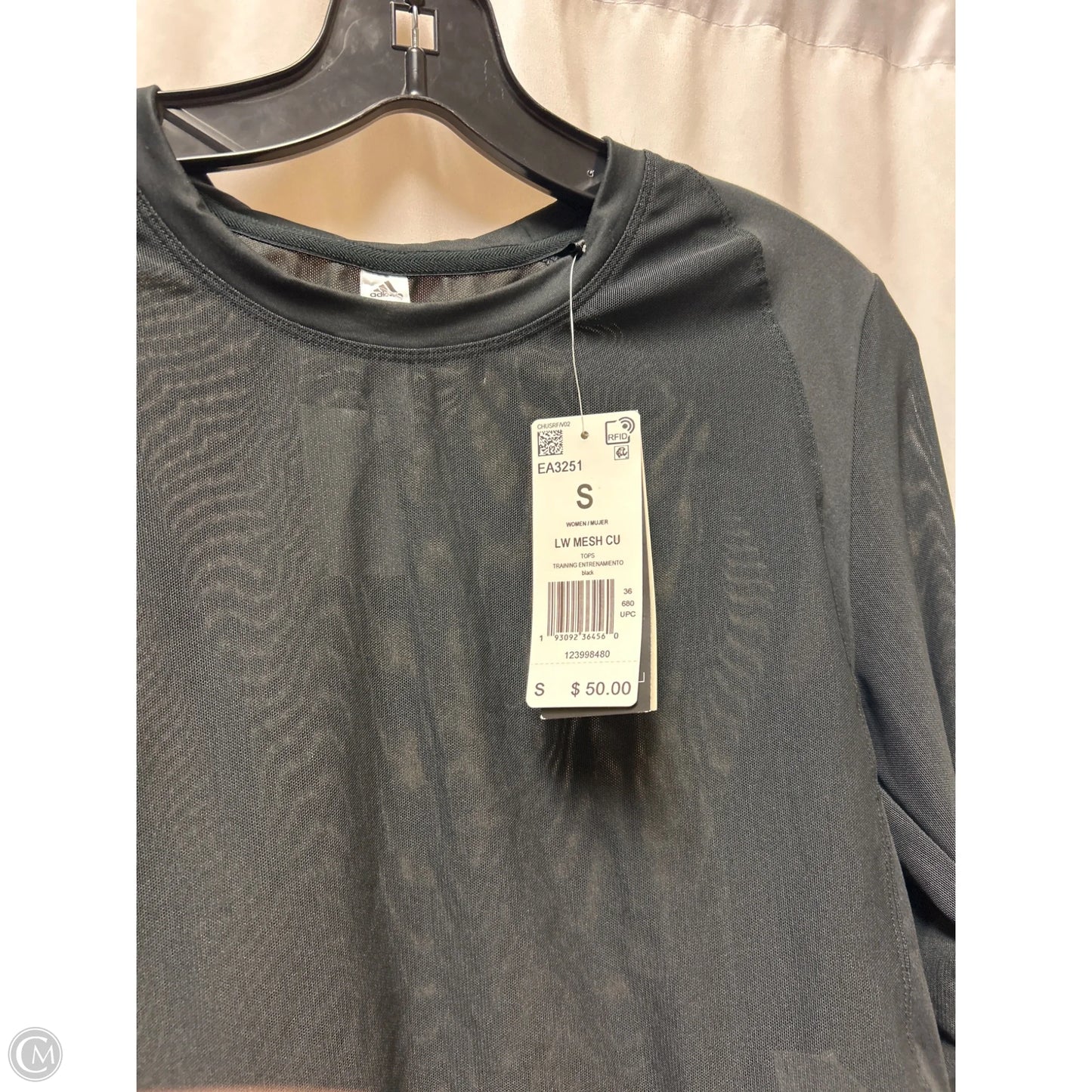Athletic Top Long Sleeve Crewneck By Adidas In Black, Size: S