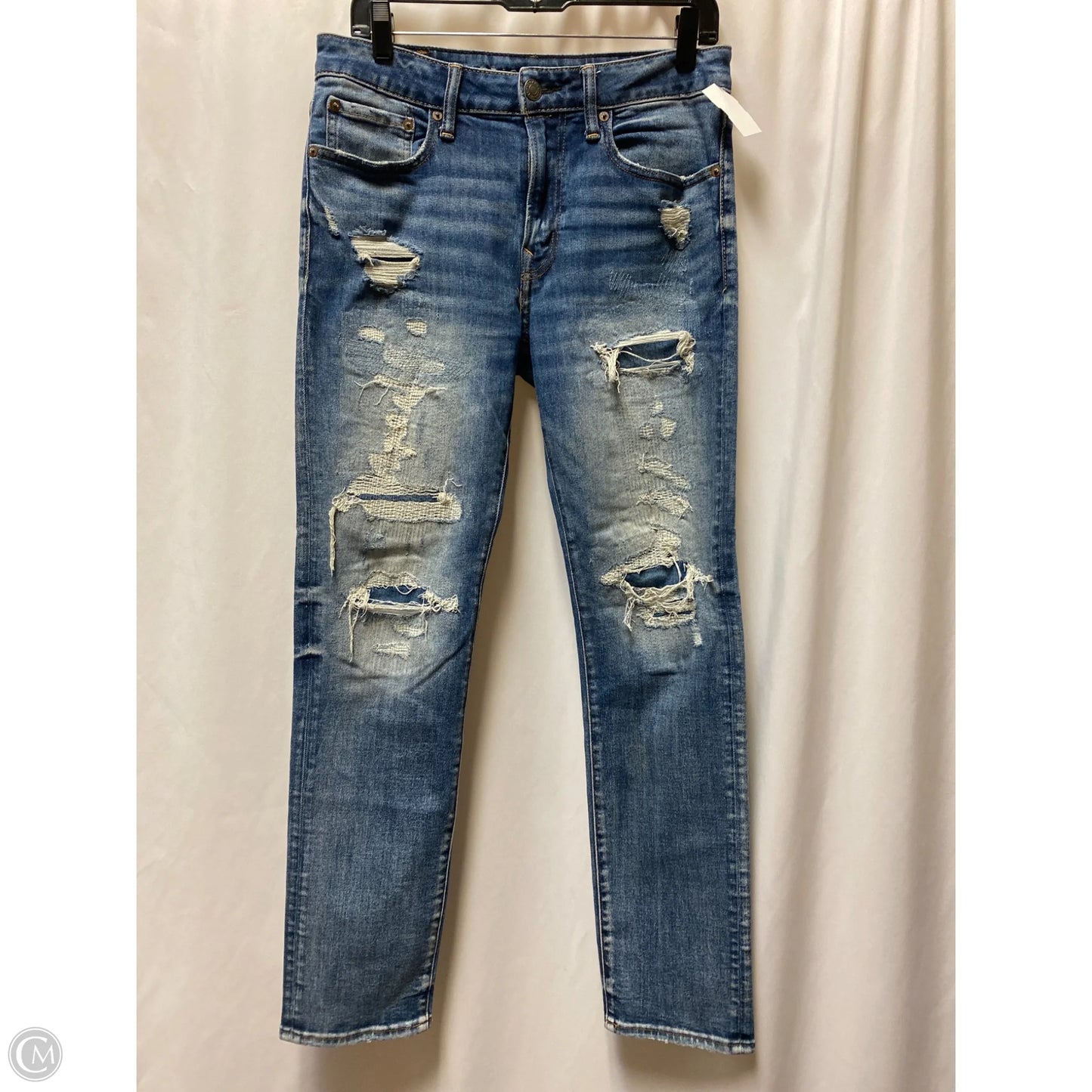 Jeans Straight By American Eagle In Blue Denim, Size: 12