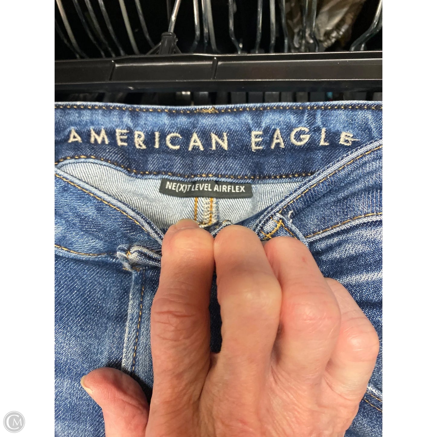 Jeans Straight By American Eagle In Blue Denim, Size: 12