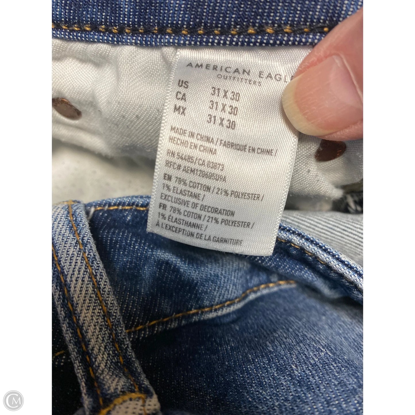 Jeans Straight By American Eagle In Blue Denim, Size: 12