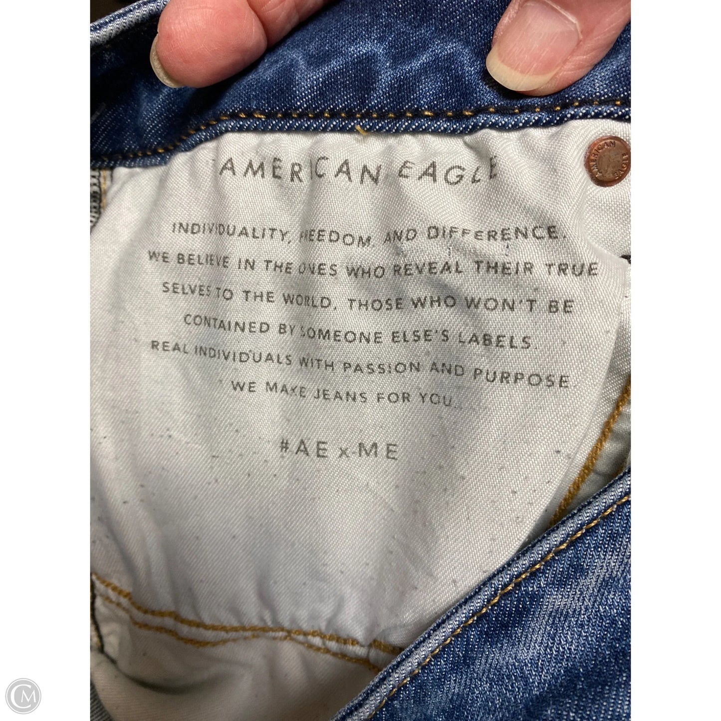 Jeans Straight By American Eagle In Blue Denim, Size: 12