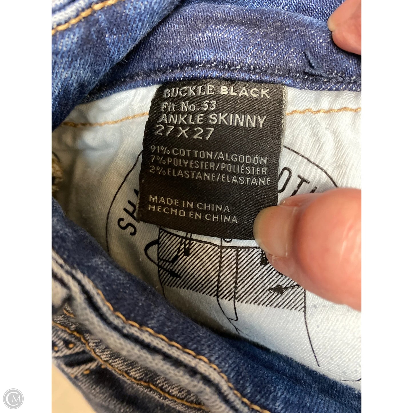 Jeans Skinny By Buckle Black In Blue Denim, Size: 4