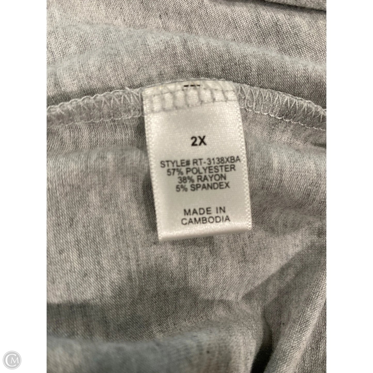 Top Short Sleeve By Zenana Outfitters In Grey, Size: 2x