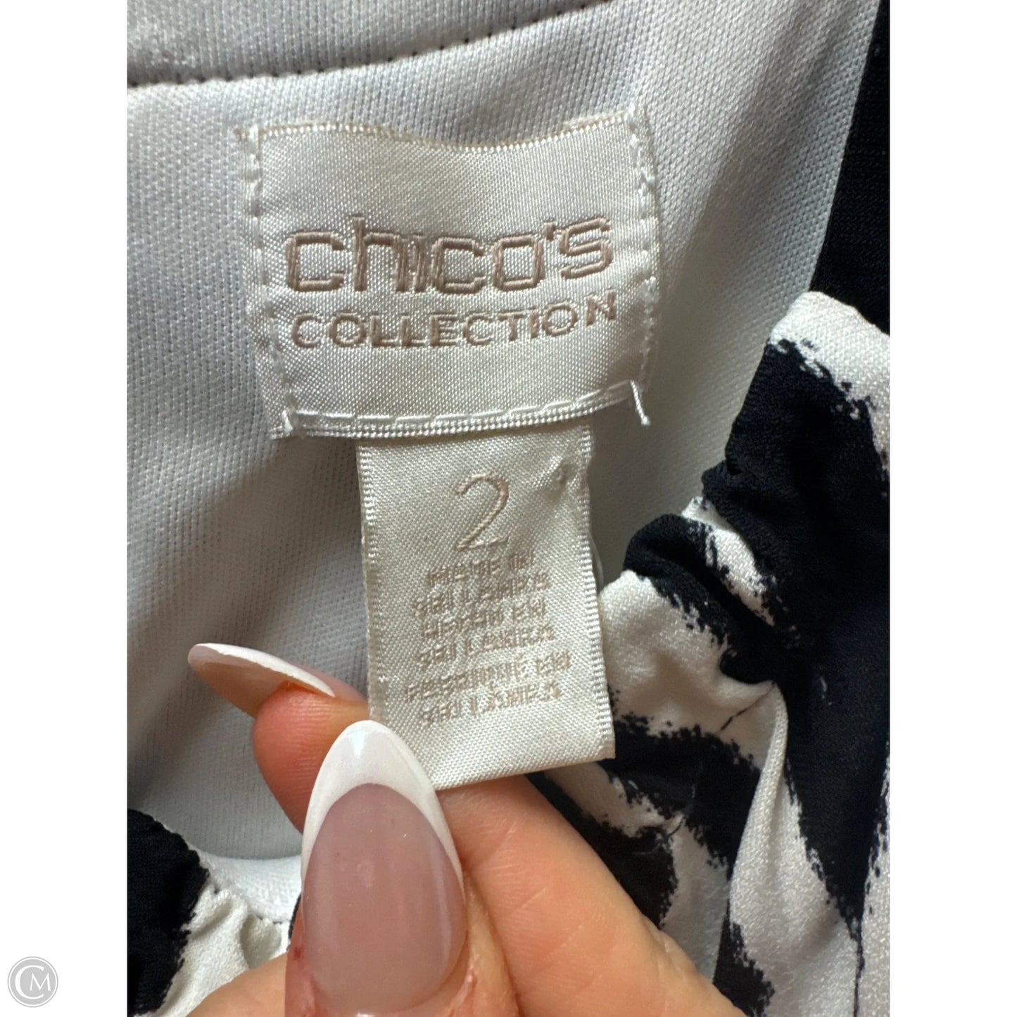 Dress Casual Maxi By Chicos In Black & White, Size: L