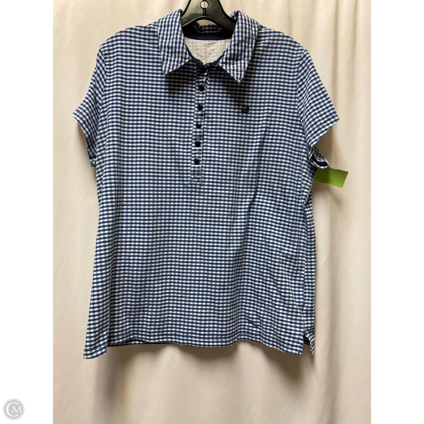 Top Short Sleeve By Gloria Vanderbilt In Blue & White, Size: Xl