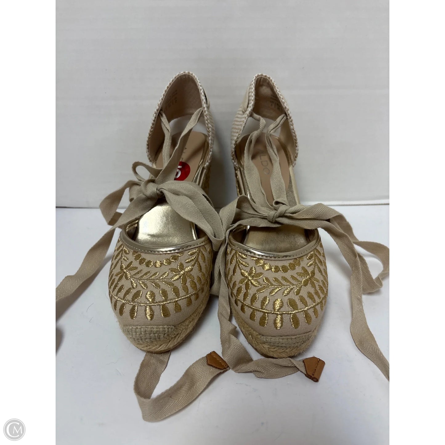 Sandals Heels Wedge By Aldo In Tan, Size: 5