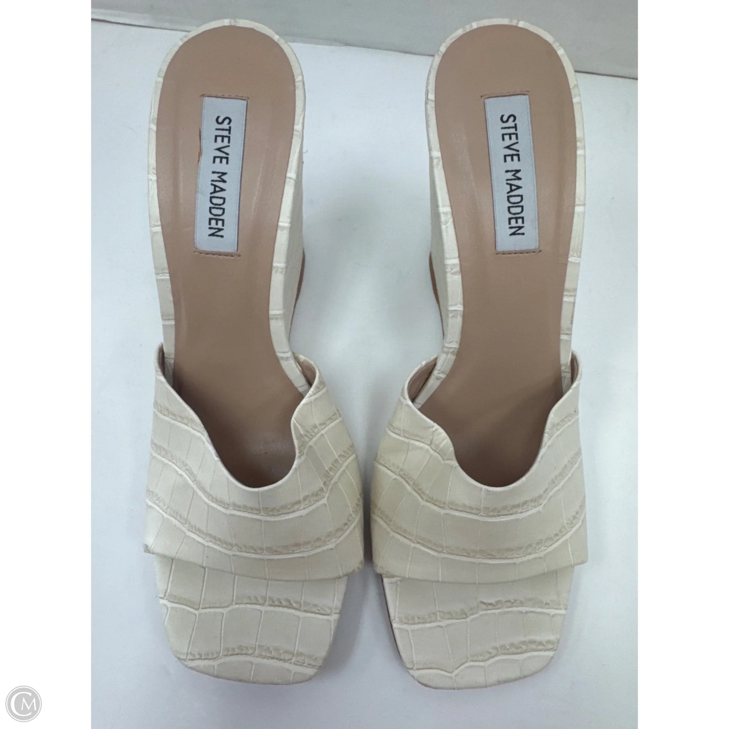 Sandals Heels Block By Steve Madden In Cream, Size: 8.5
