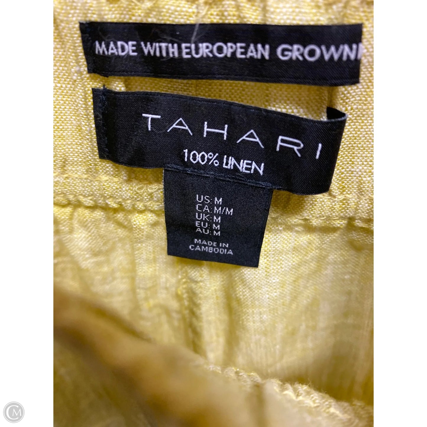 Pants Linen By Tahari By Arthur Levine In Yellow, Size: M