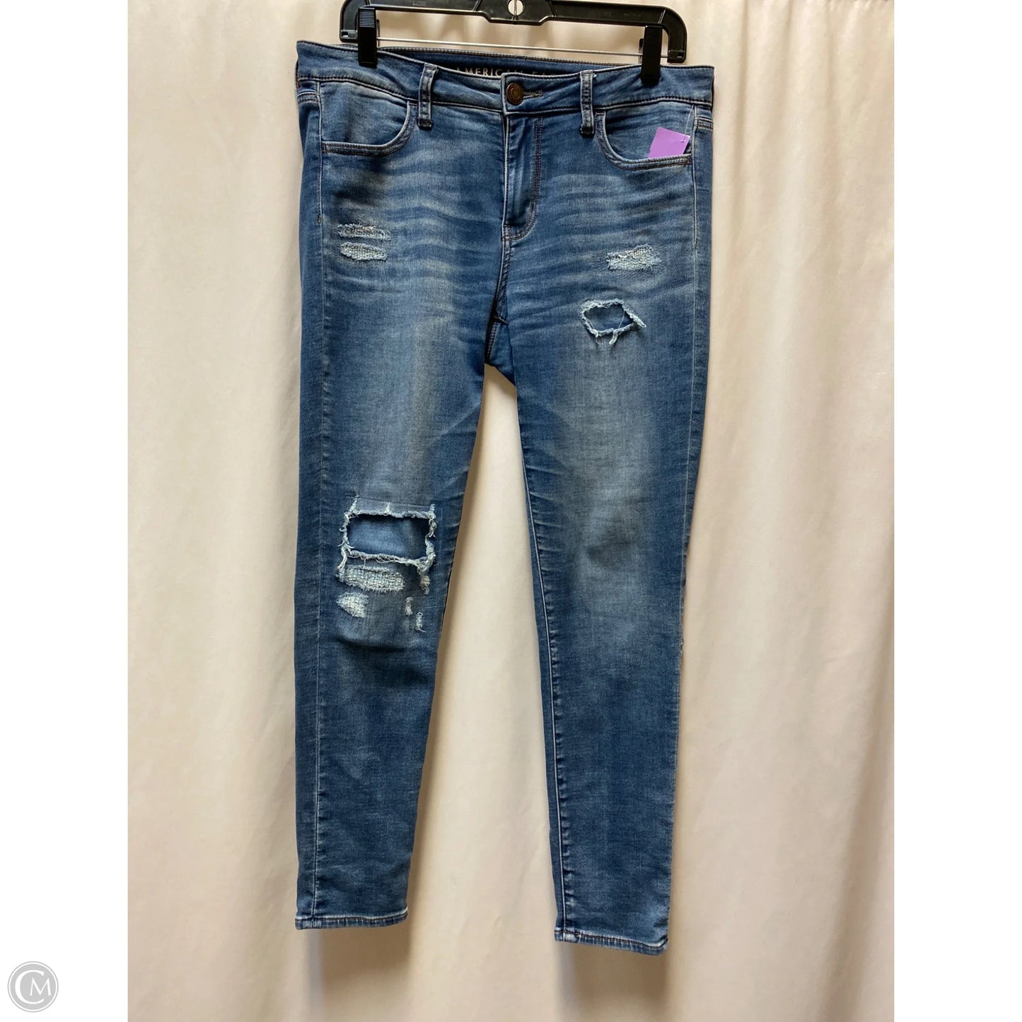 Jeans Skinny By American Eagle In Blue Denim, Size: 10