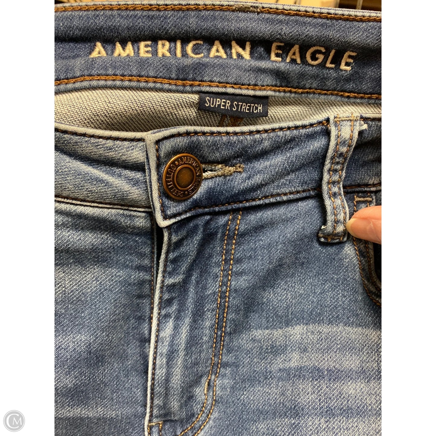Jeans Skinny By American Eagle In Blue Denim, Size: 10