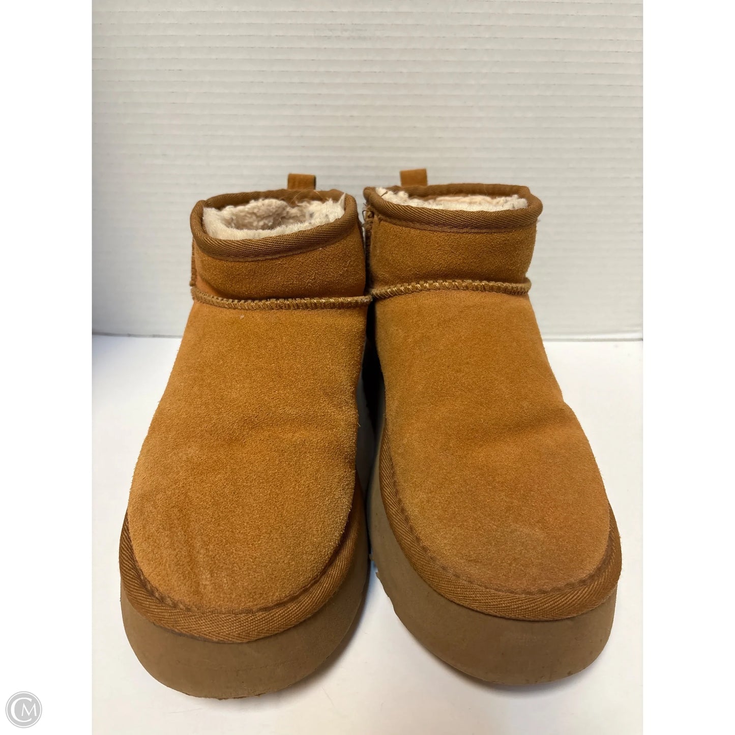 Boots Designer By Ugg In Brown, Size: 9