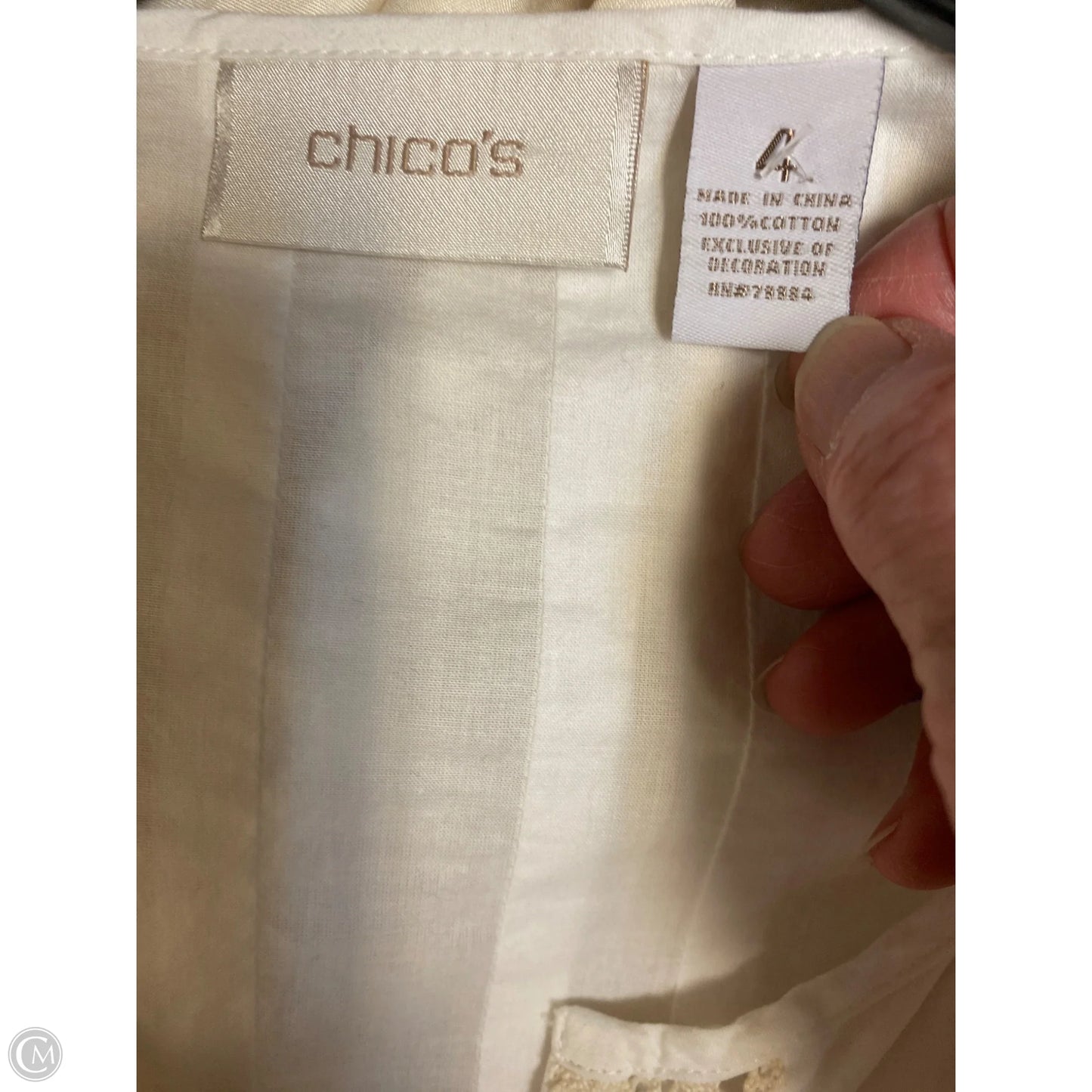 Top 3/4 Sleeve By Chicos In White, Size: Xxl