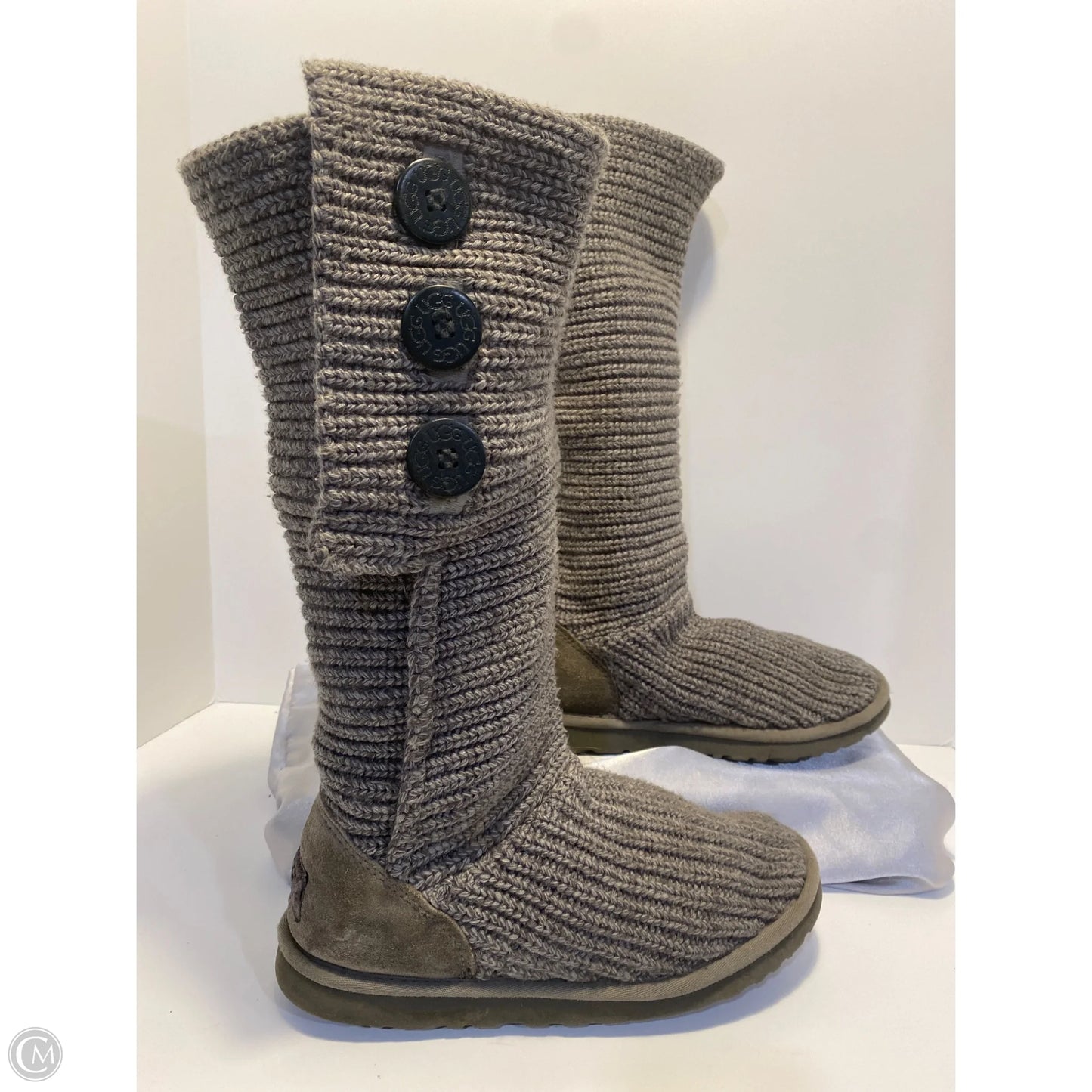 Boots Designer By Ugg In Grey, Size: 9
