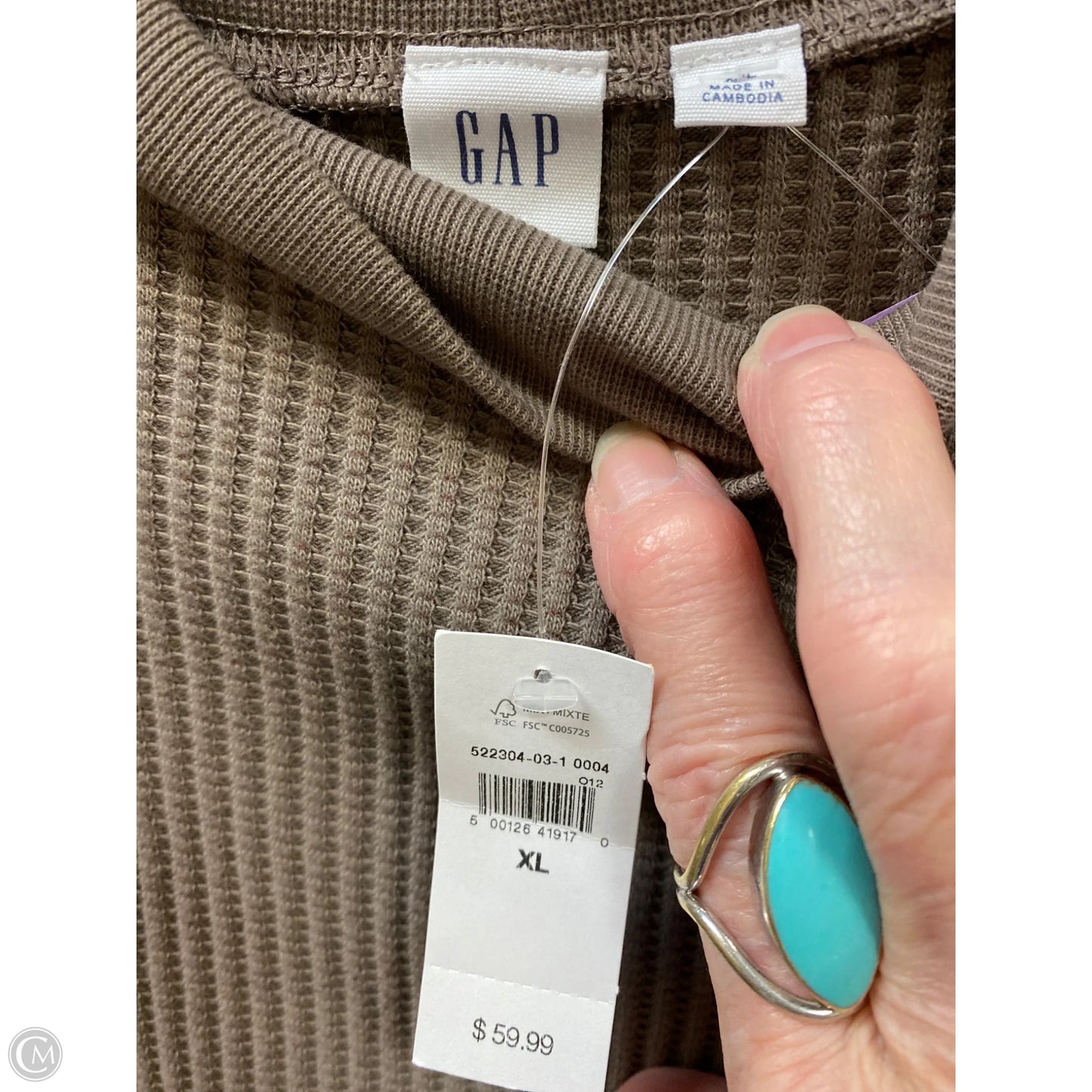 Top Long Sleeve By Gap In Taupe, Size: Xl