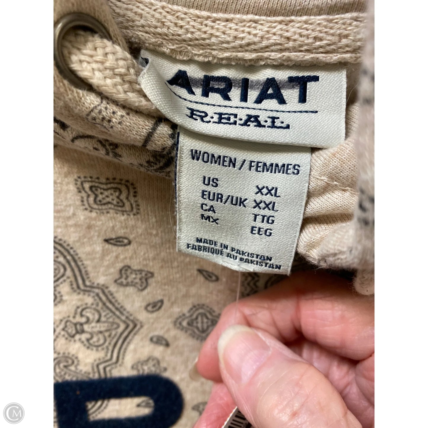Sweatshirt Hoodie By Ariat In Tan, Size: Xxl
