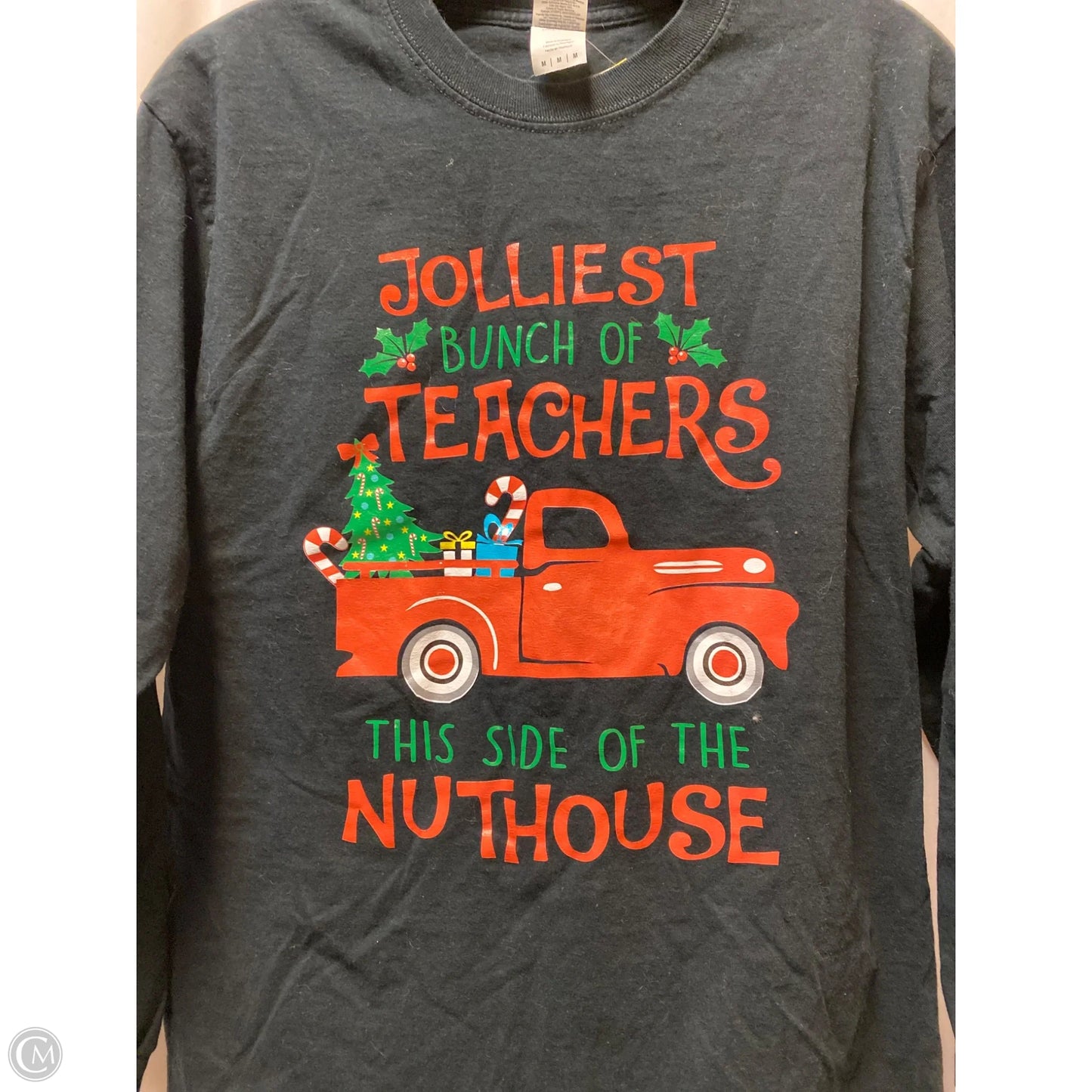 Top Long Sleeve By Gildan In Black, Size: M