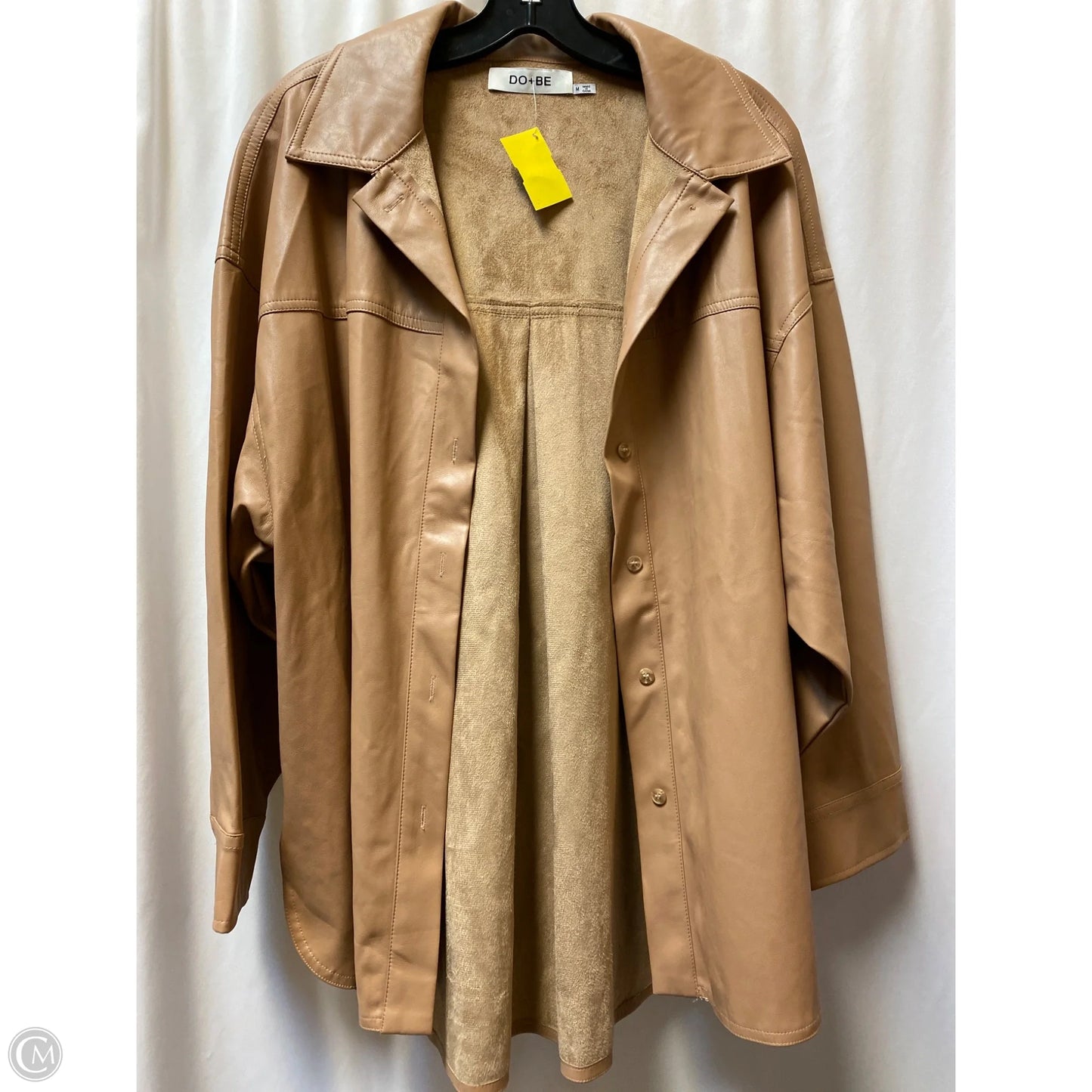 Jacket Shirt By Do + Be In Tan, Size: M