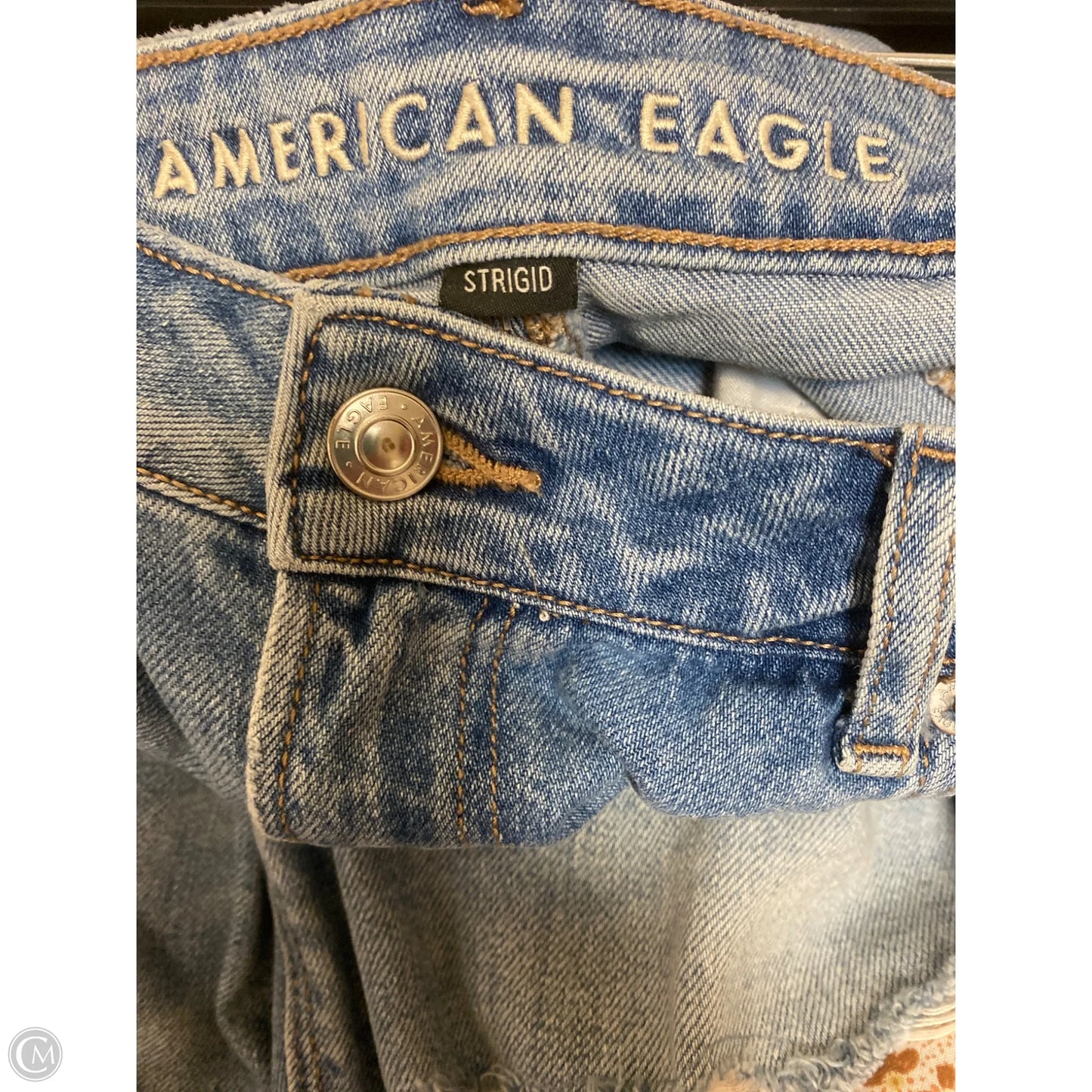 Jeans Straight By American Eagle In Blue Denim, Size: 16