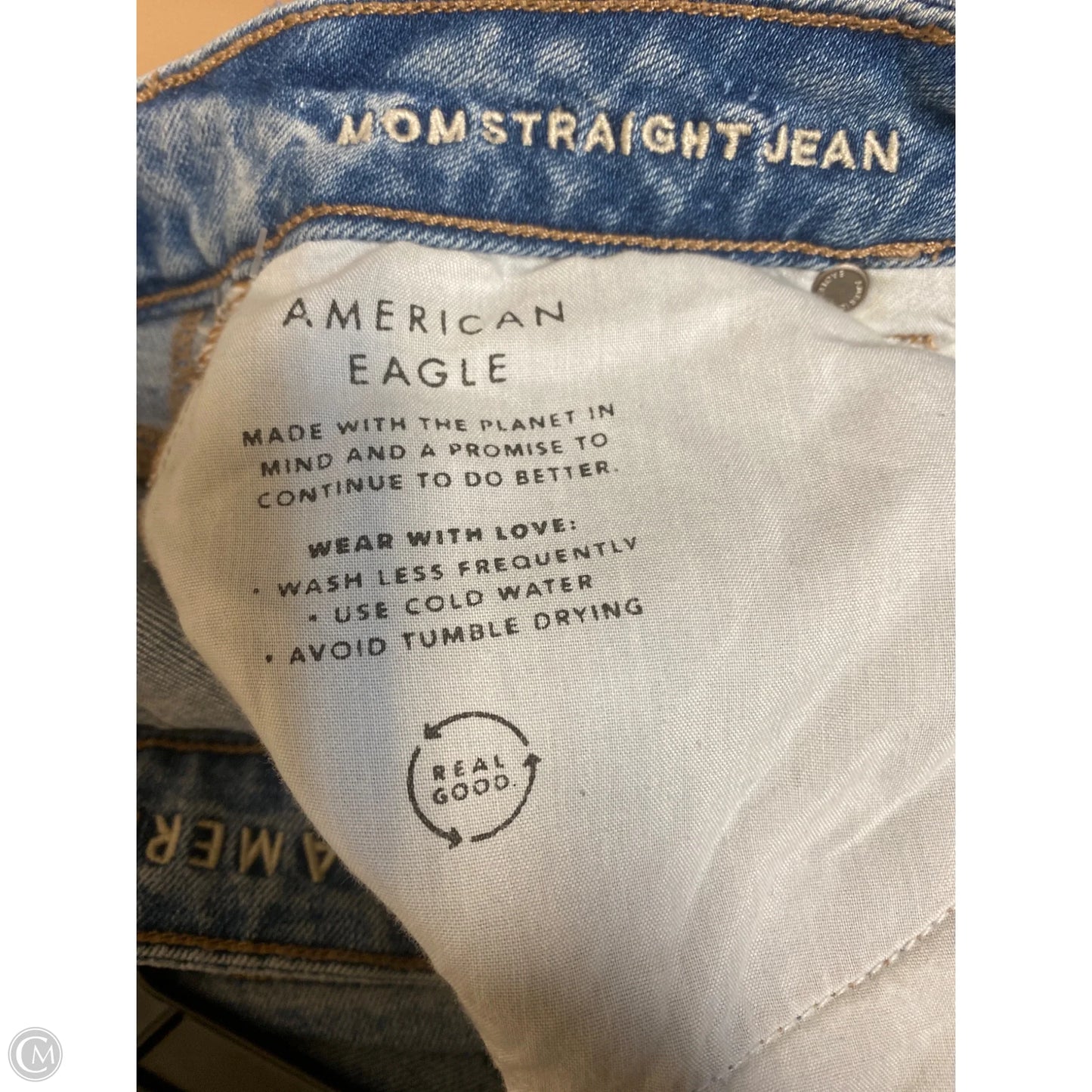 Jeans Straight By American Eagle In Blue Denim, Size: 16