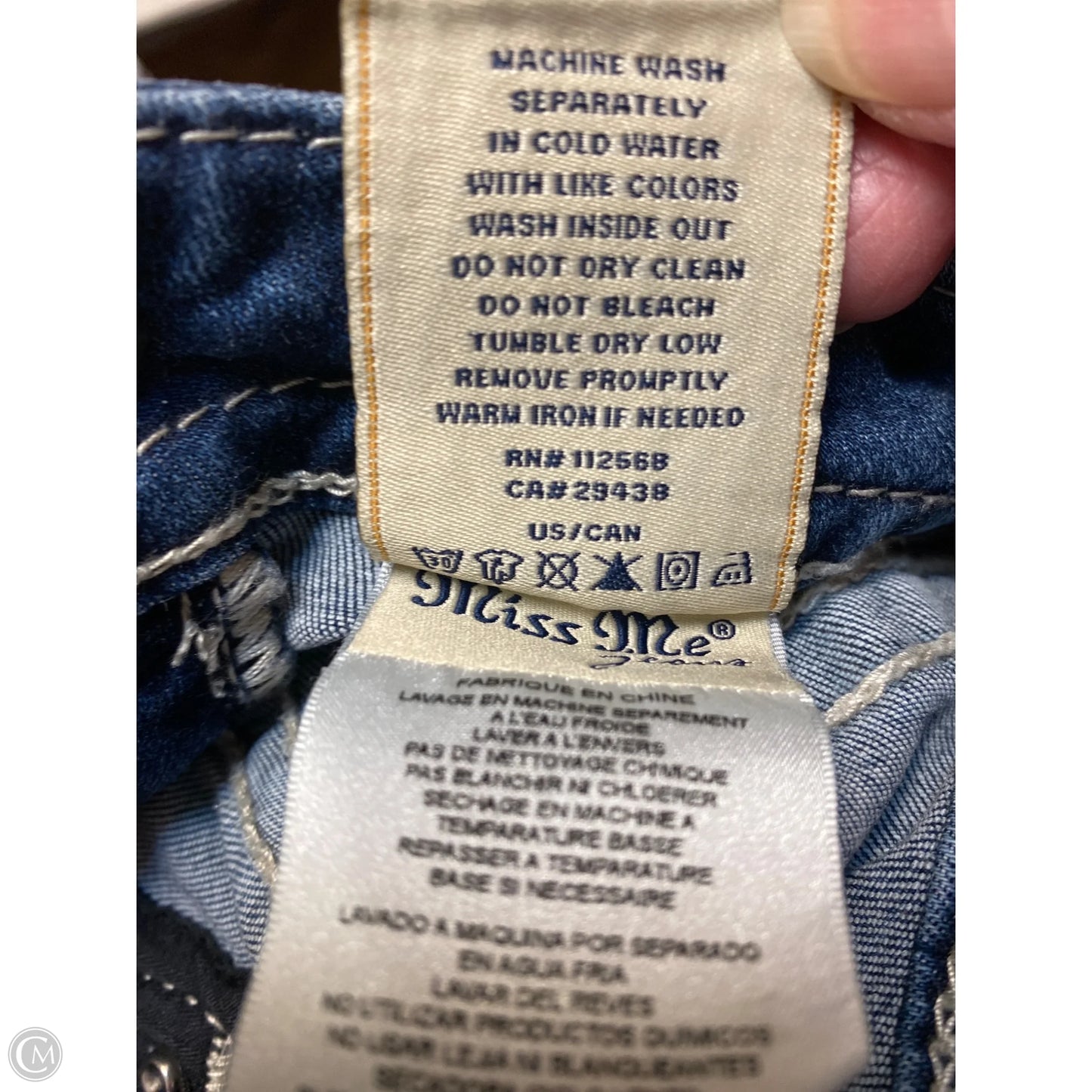 Jeans Straight By Miss Me In Blue Denim, Size: 16