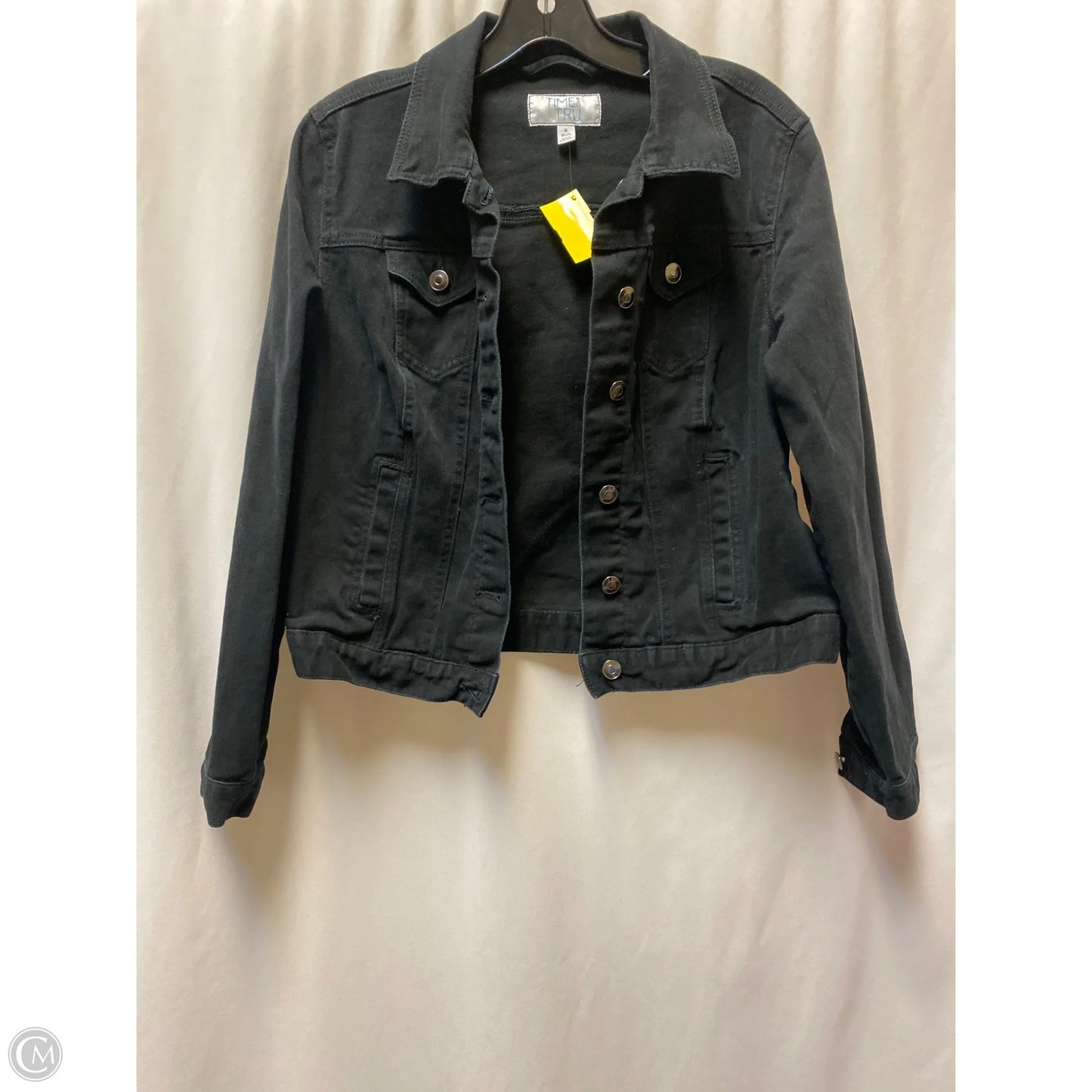 Jacket Denim By Time And Tru In Black Denim, Size: S
