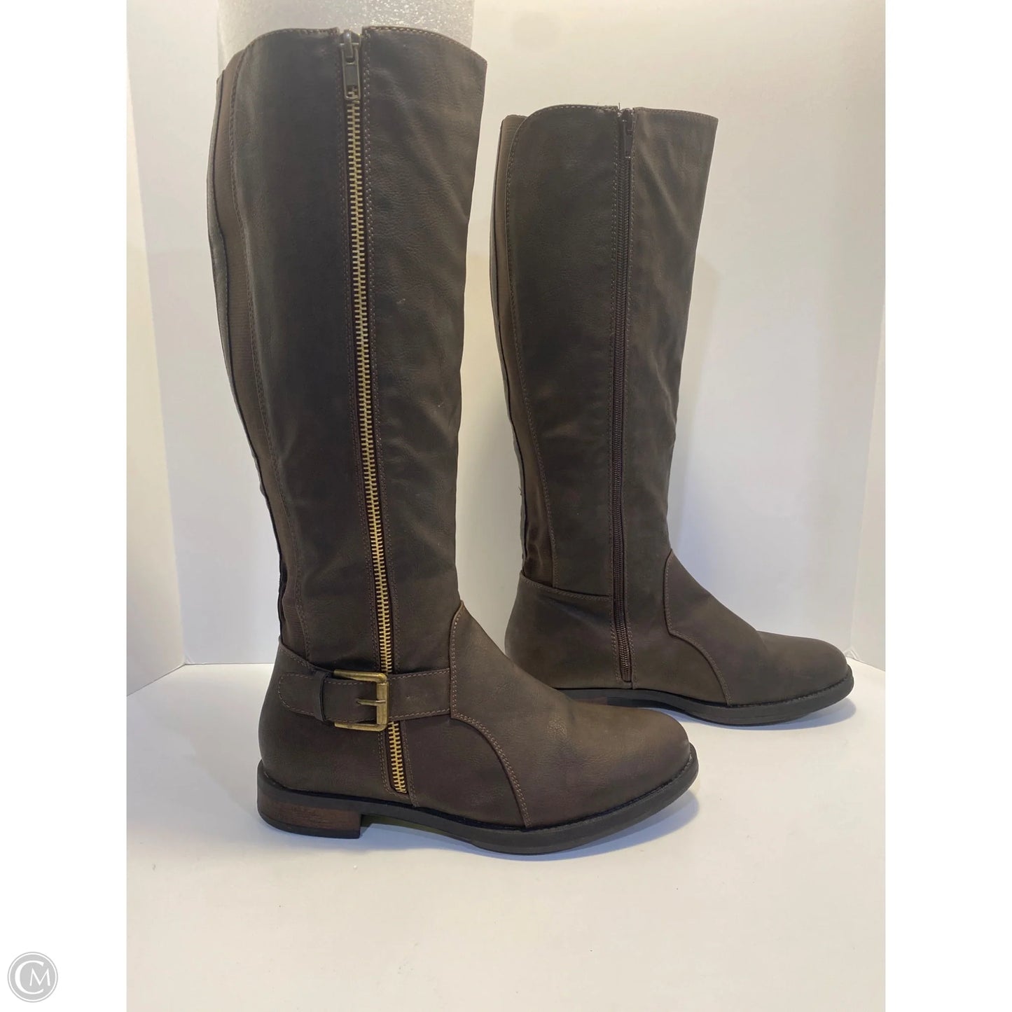 Boots Knee Flats By Clothes Mentor In Brown, Size: 9.5