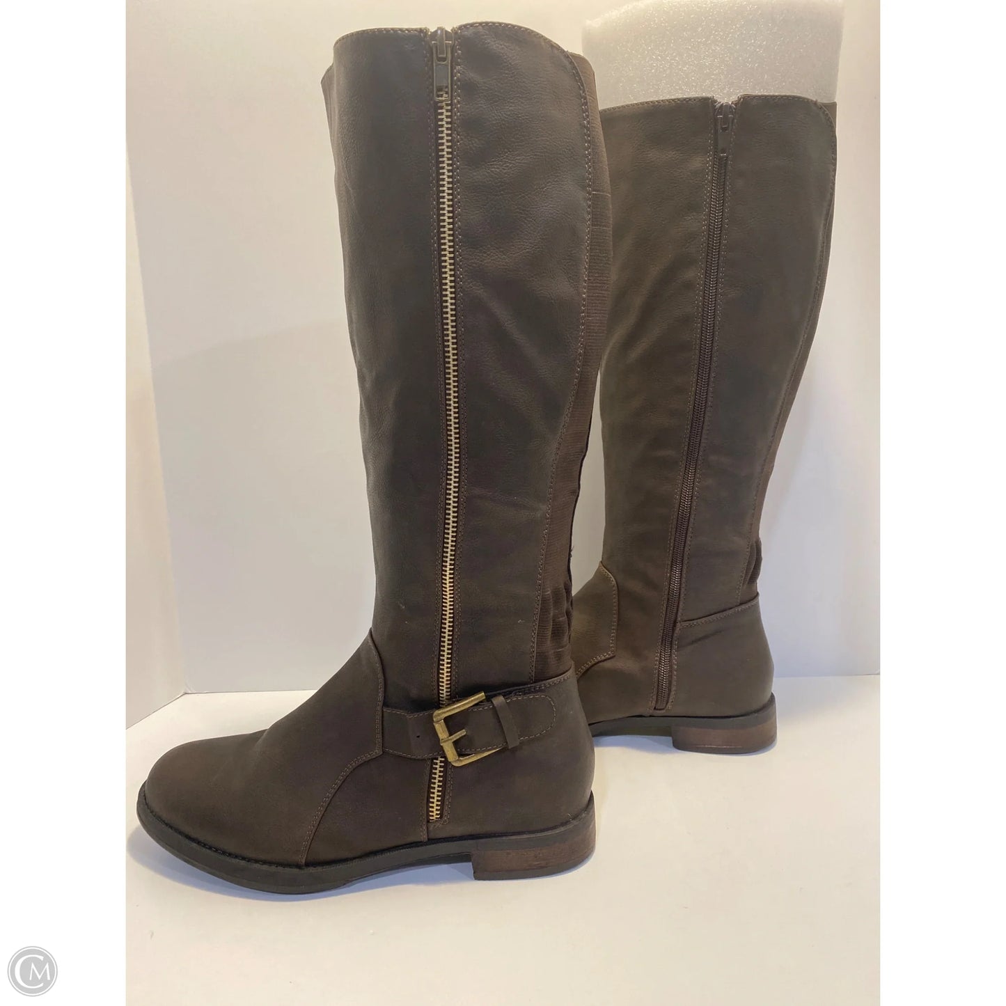 Boots Knee Flats By Clothes Mentor In Brown, Size: 9.5
