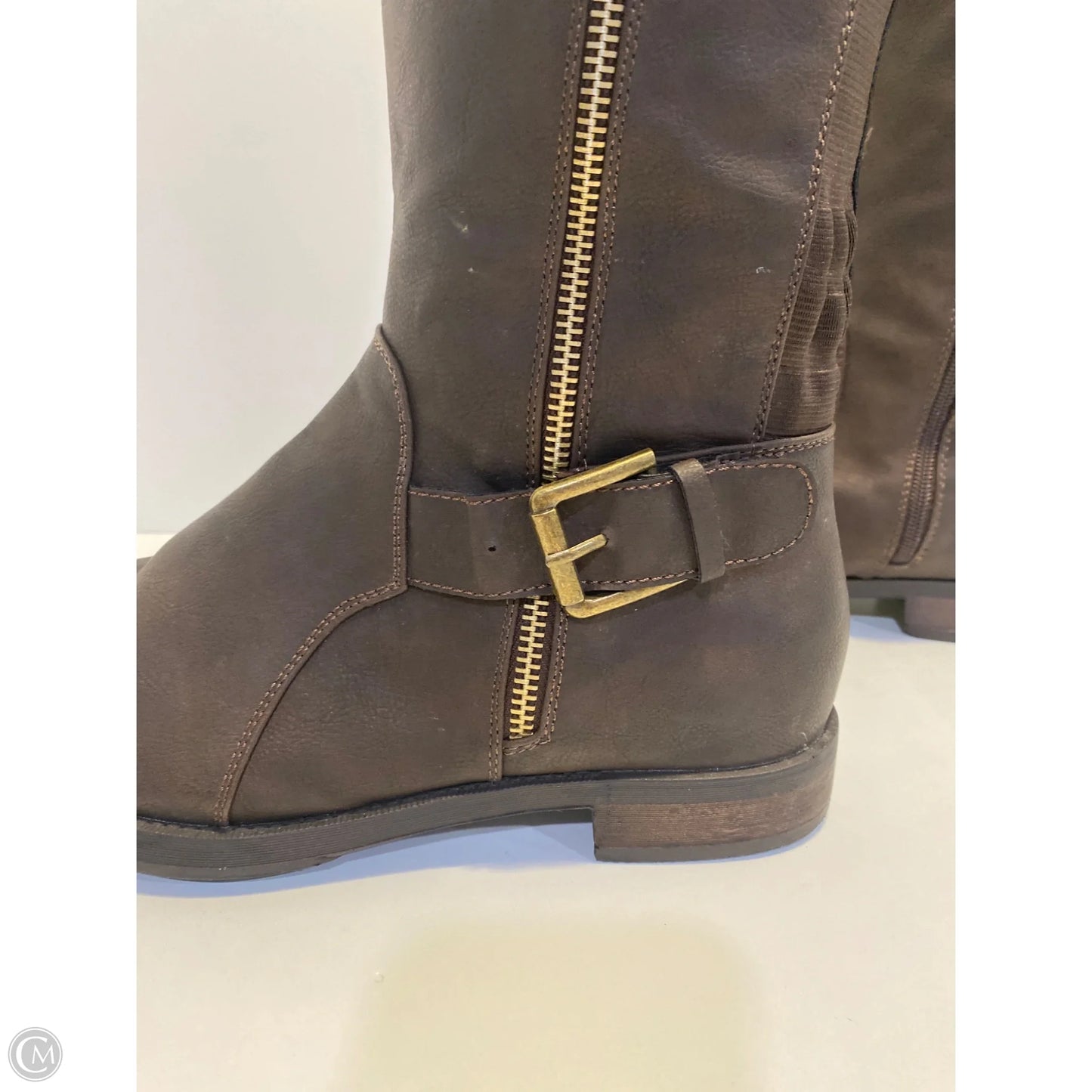 Boots Knee Flats By Clothes Mentor In Brown, Size: 9.5