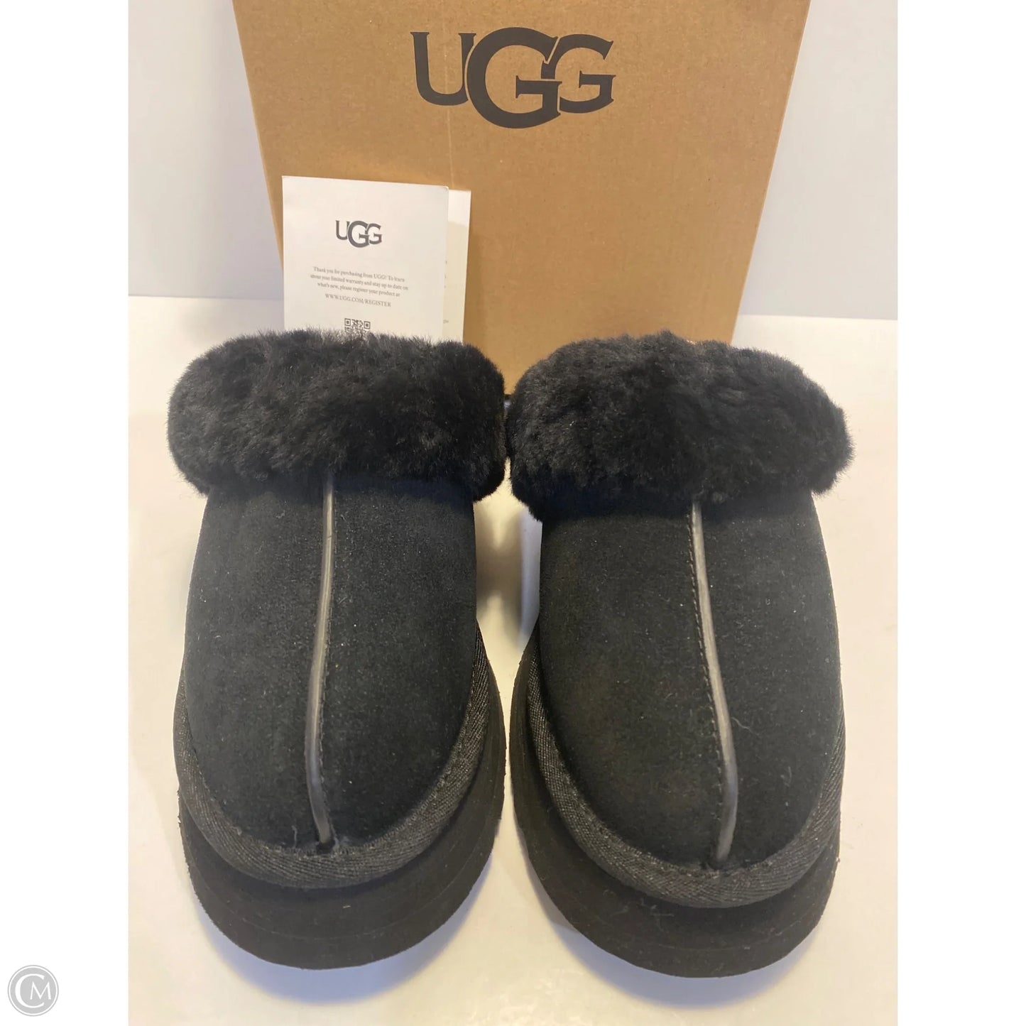 Slippers Designer By Ugg In Black, Size: 7