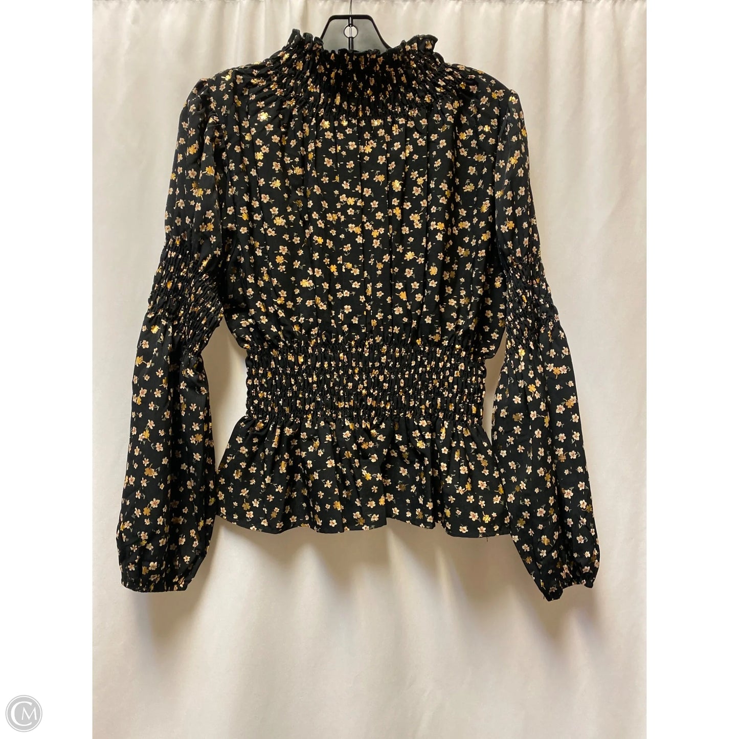 Top Long Sleeve By Molly Bracken In Black & Gold, Size: L