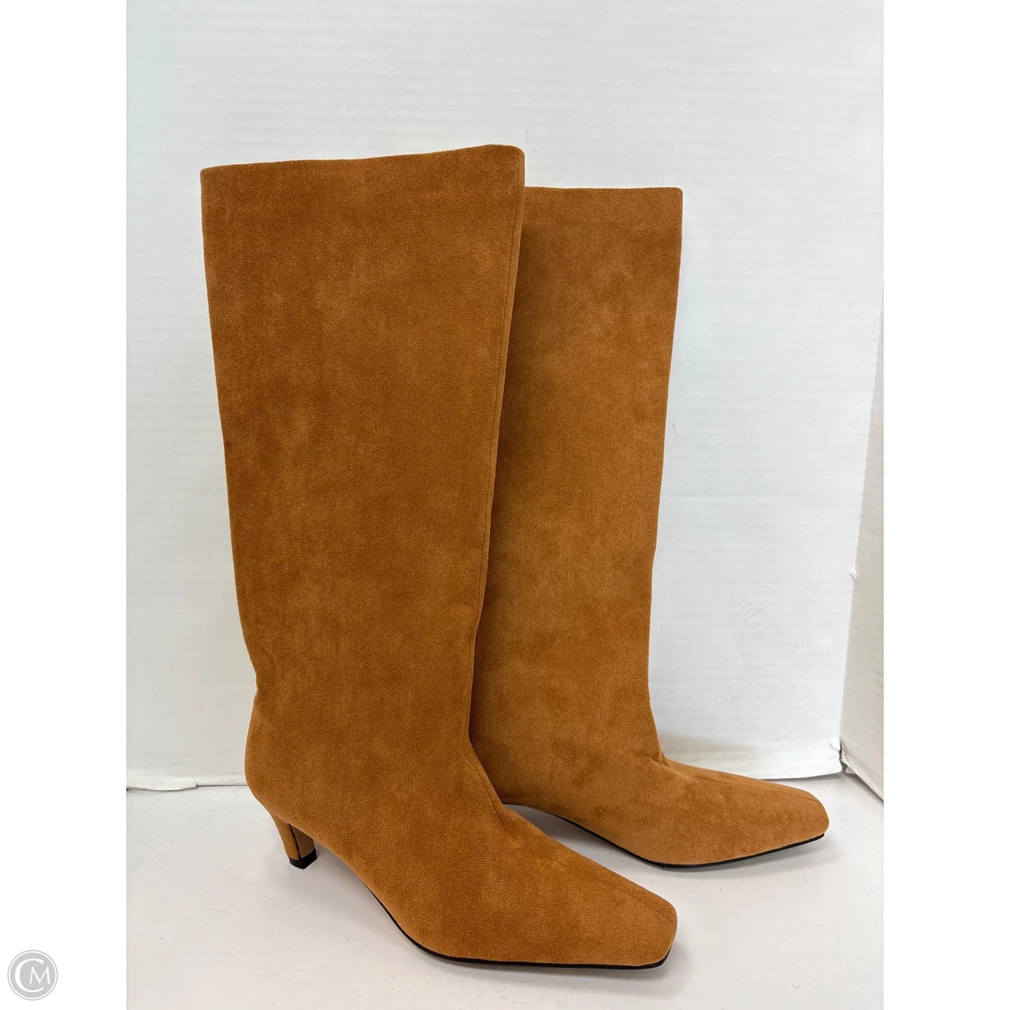 Boots Knee Heels By Clothes Mentor In Brown, Size: 7.5