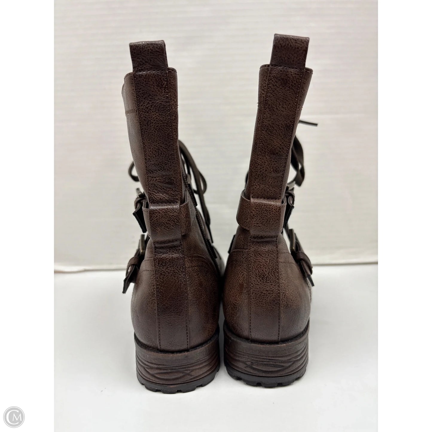 Boots Mid-calf Flats By True Craft In Brown, Size: 9