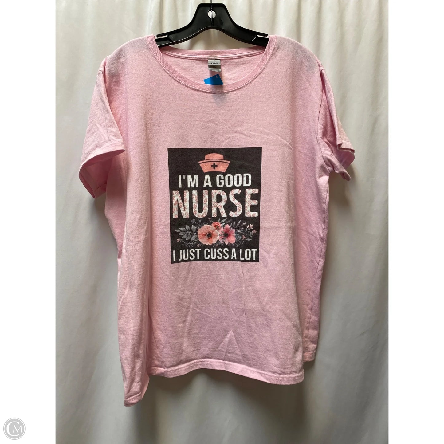 Top Short Sleeve By Dan Howard In Pink, Size: 2x