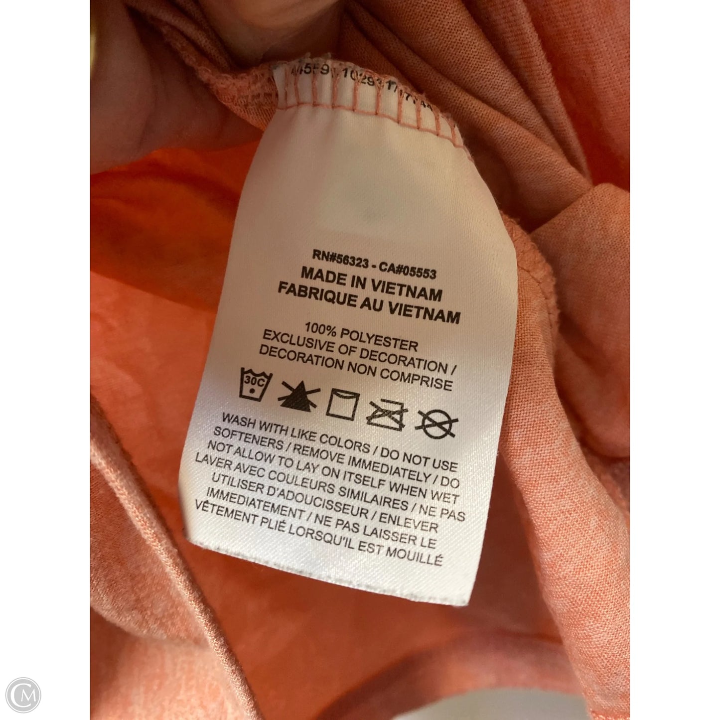 Athletic Top Short Sleeve By Nike In Peach, Size: L