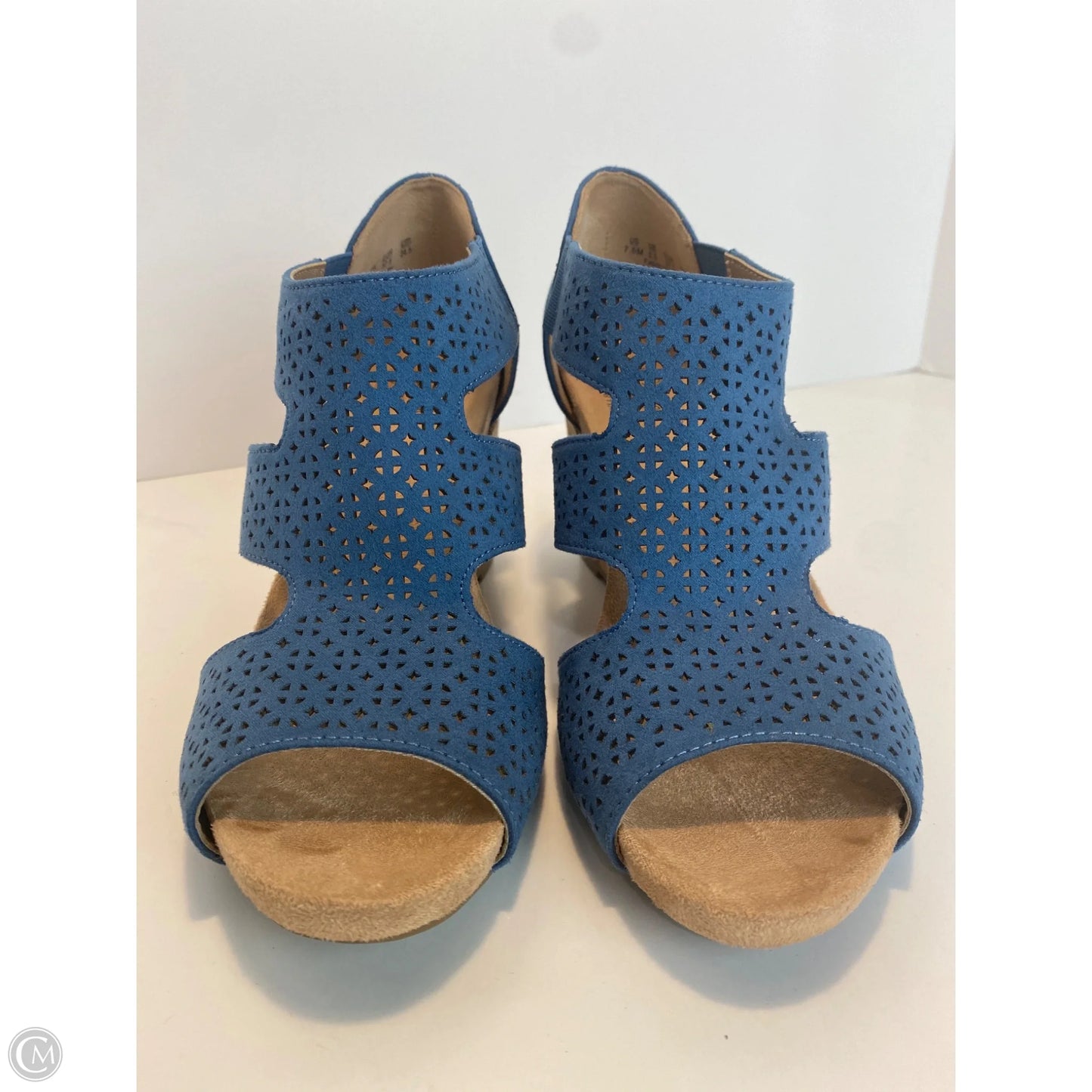 Sandals Heels Wedge By Life Stride In Blue, Size: 7.5