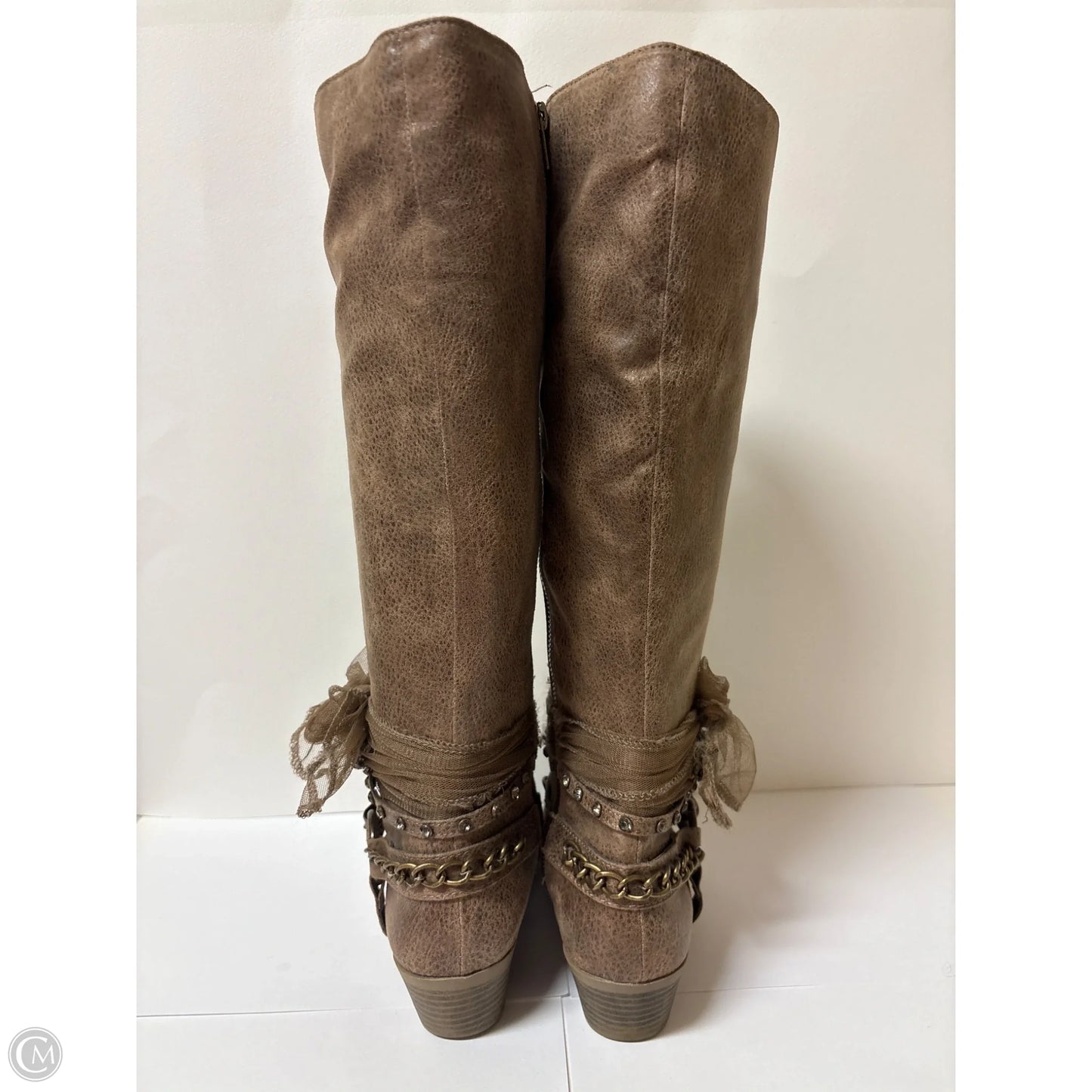 Boots Knee Heels By Not Rated In Brown, Size: 7.5