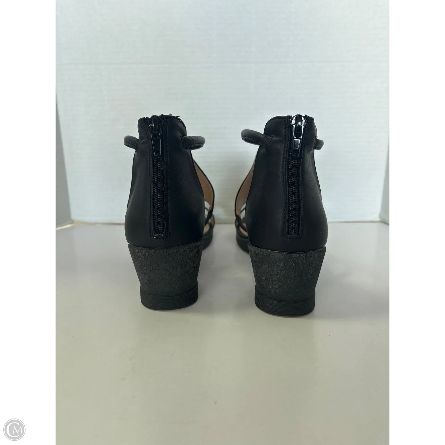 Sandals Heels Wedge By C And C In Black, Size: 7.5