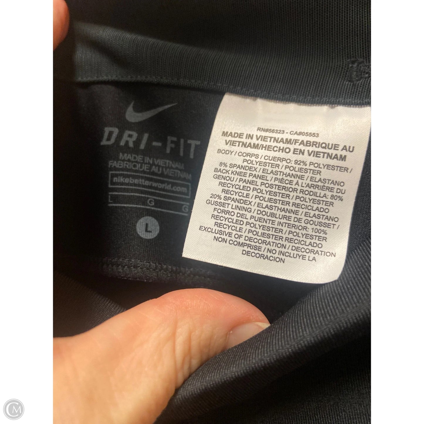 Athletic Capris By Nike In Black, Size: L