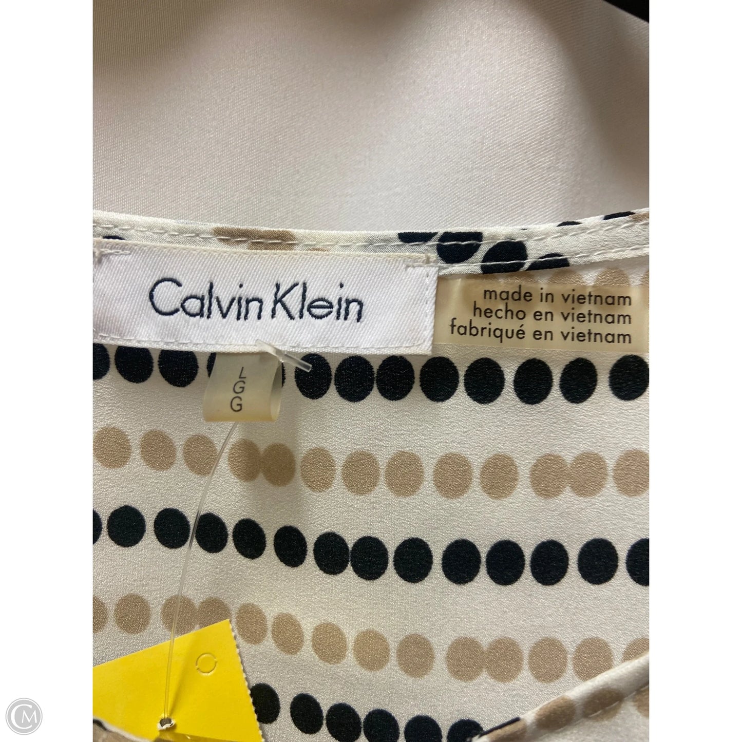 Top Short Sleeve By Calvin Klein In Tan, Size: L