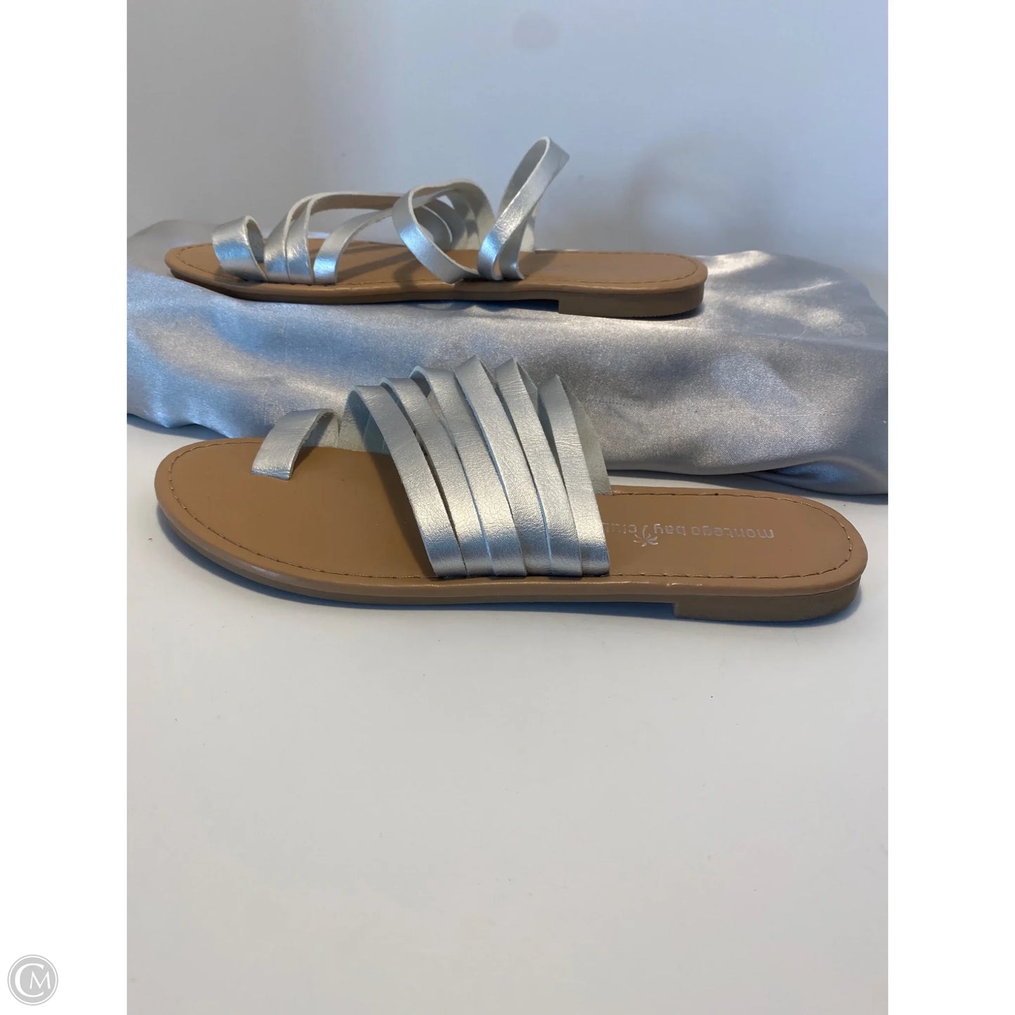Sandals Flats By Montego Bay In Silver, Size: 8