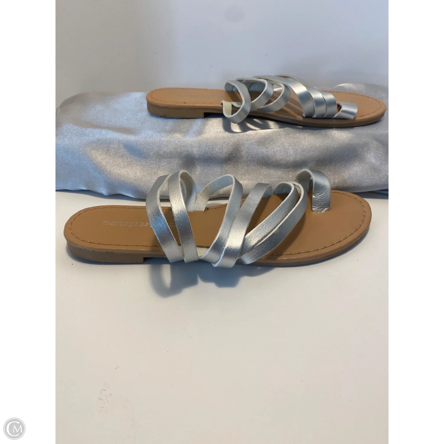 Sandals Flats By Montego Bay In Silver, Size: 8