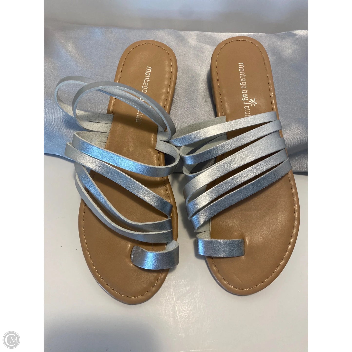 Sandals Flats By Montego Bay In Silver, Size: 8