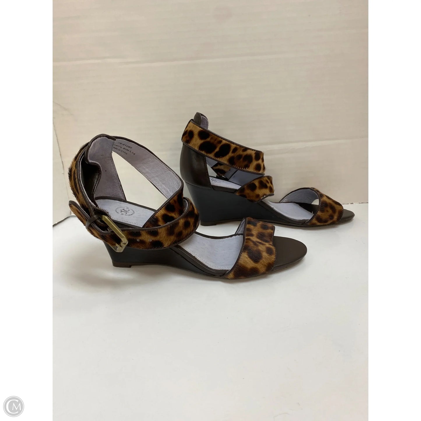 Sandals Heels Wedge By Johnston & Murphy In Animal Print, Size: 9.5