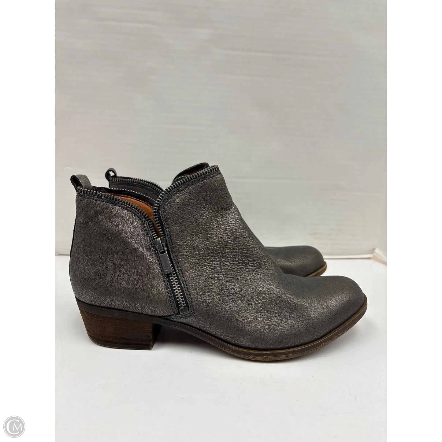 Boots Ankle Heels By Lucky Brand In Grey, Size: 10.5