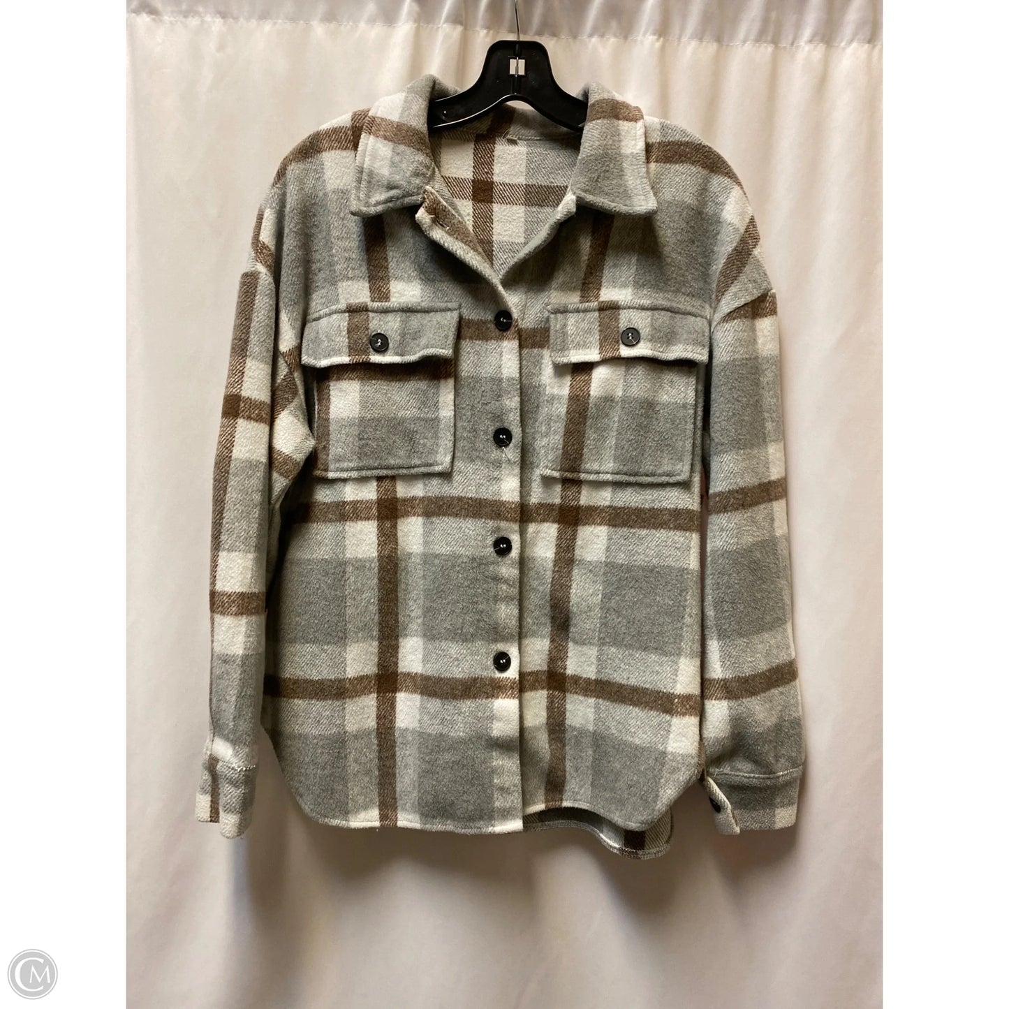 Jacket Fleece By Clothes Mentor In Grey, Size: M